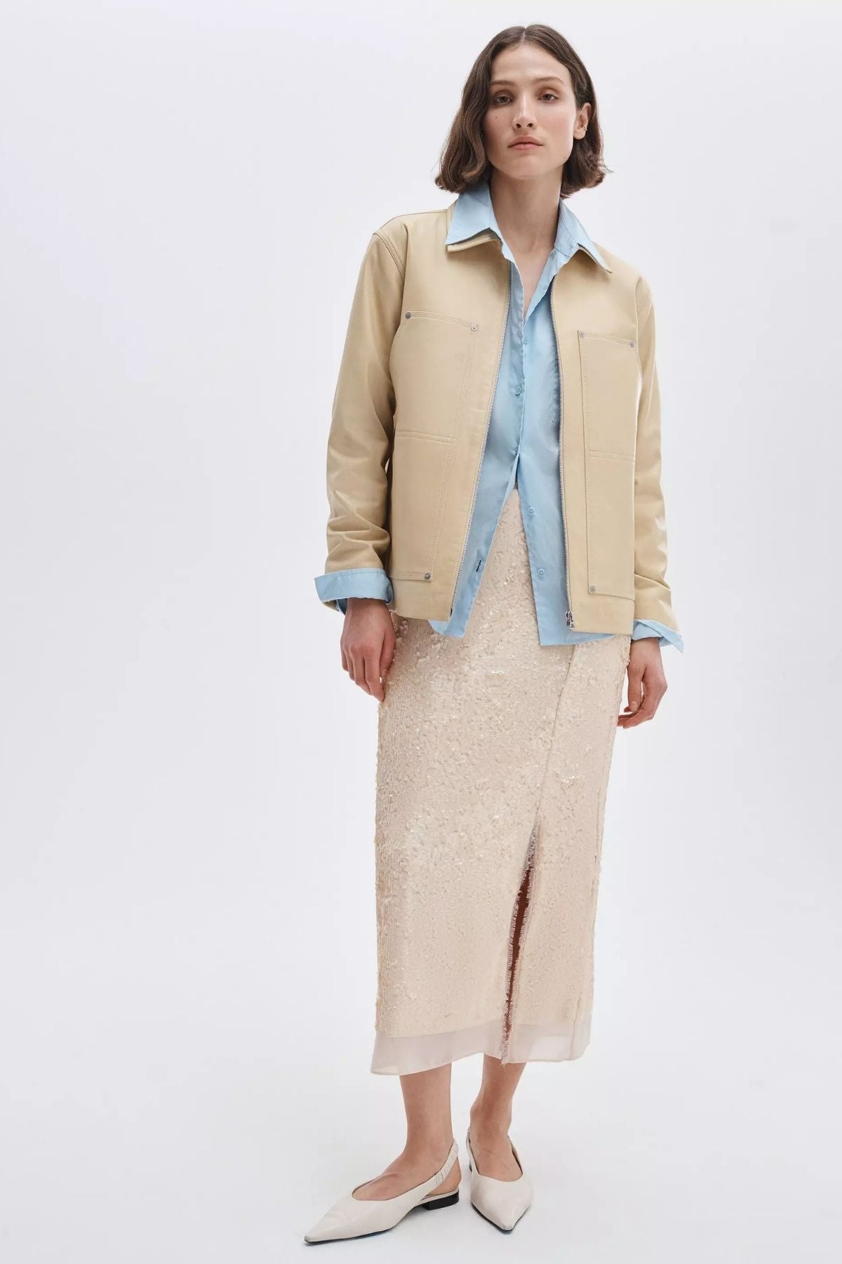 Rag & Bone Sid Leather Jacket - Pale Yellow