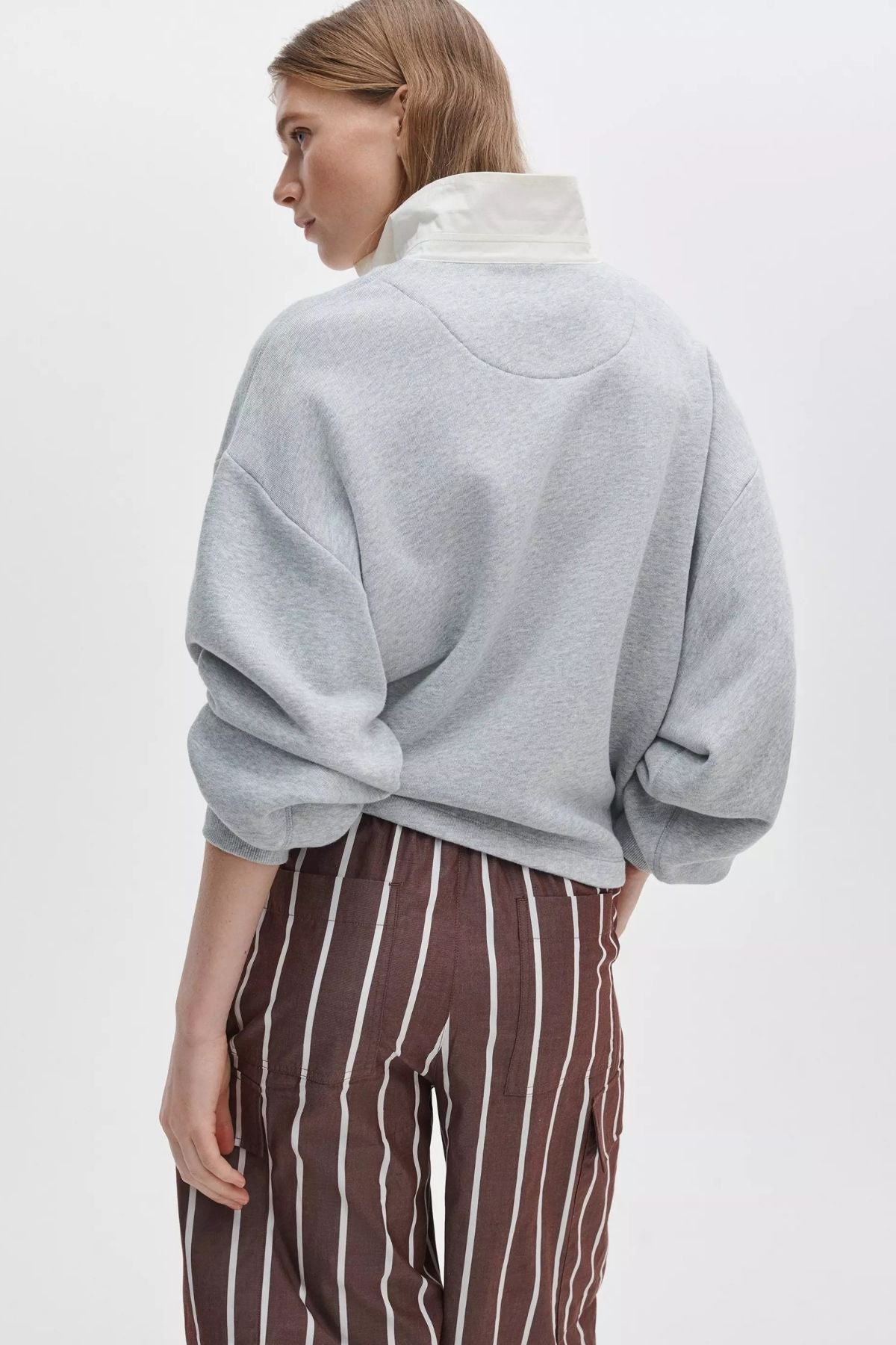Rag & Bone Vintage Terry Oversized Polo Sweatshirt - Heather Grey