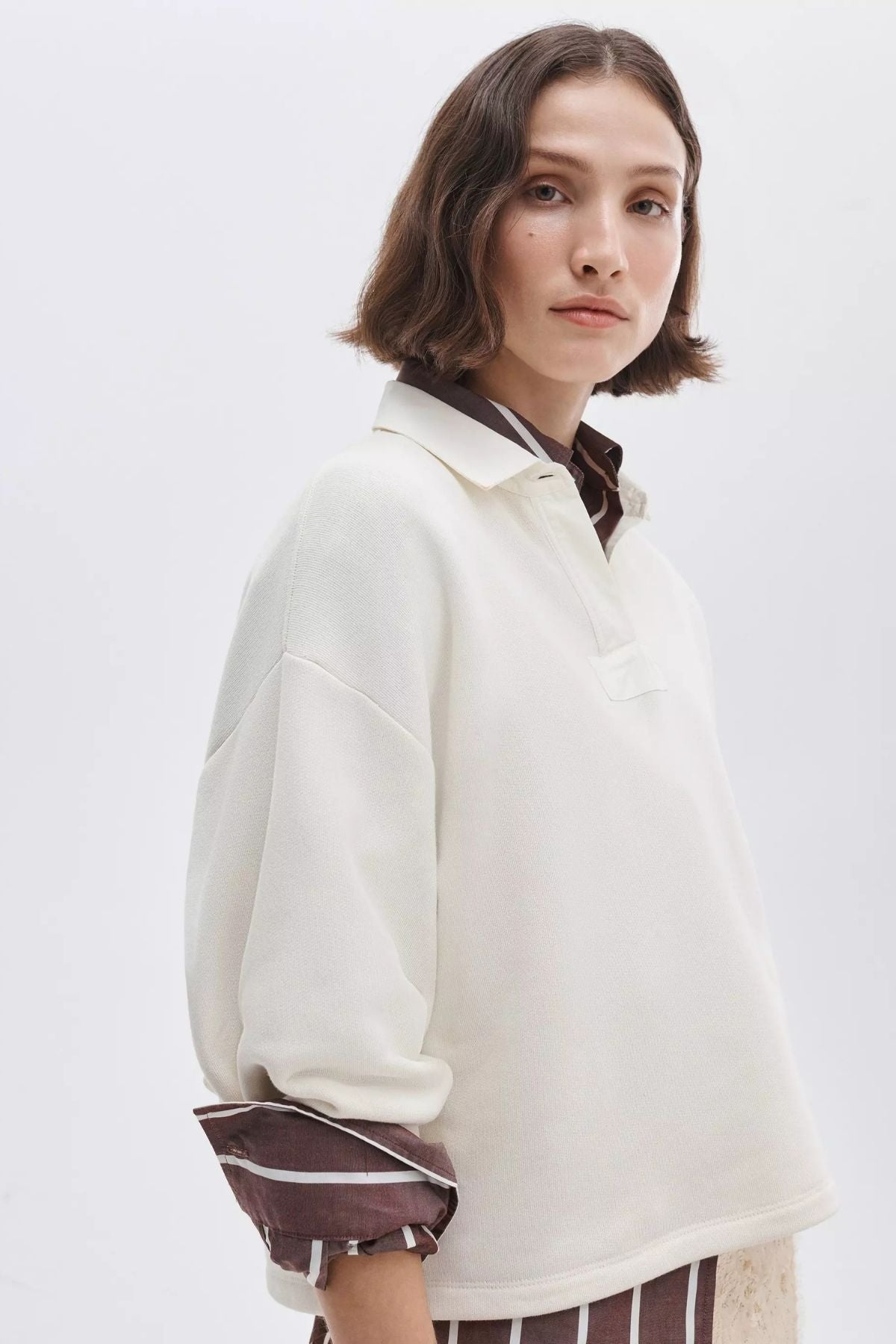 Rag & Bone Vintage Terry Oversized Polo Sweatshirt - Sand