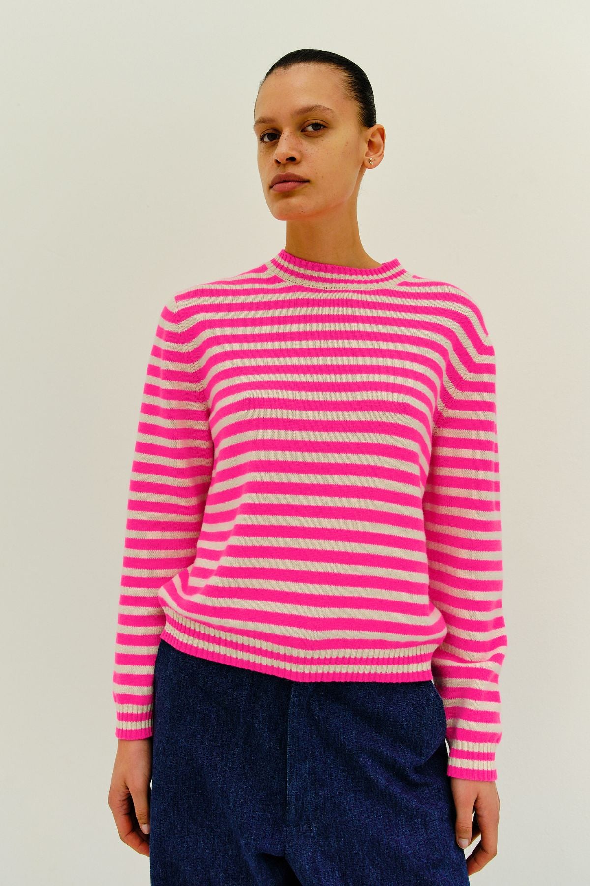 Rika Studios Benjamin Knit Jumper - Creamy/ Neon Pink