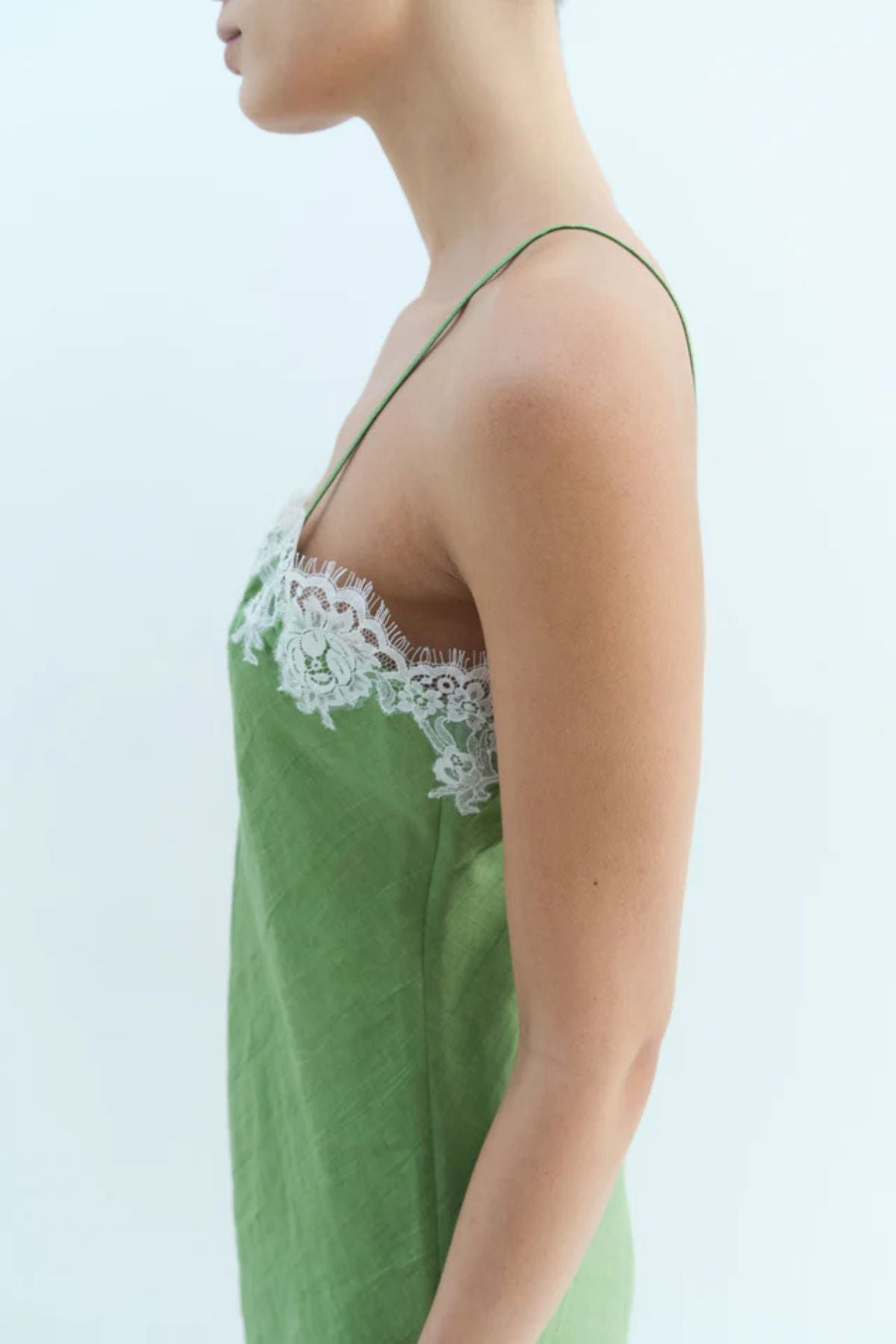 Rika Studios Lace Camisol Linen - Cool Green Ecru