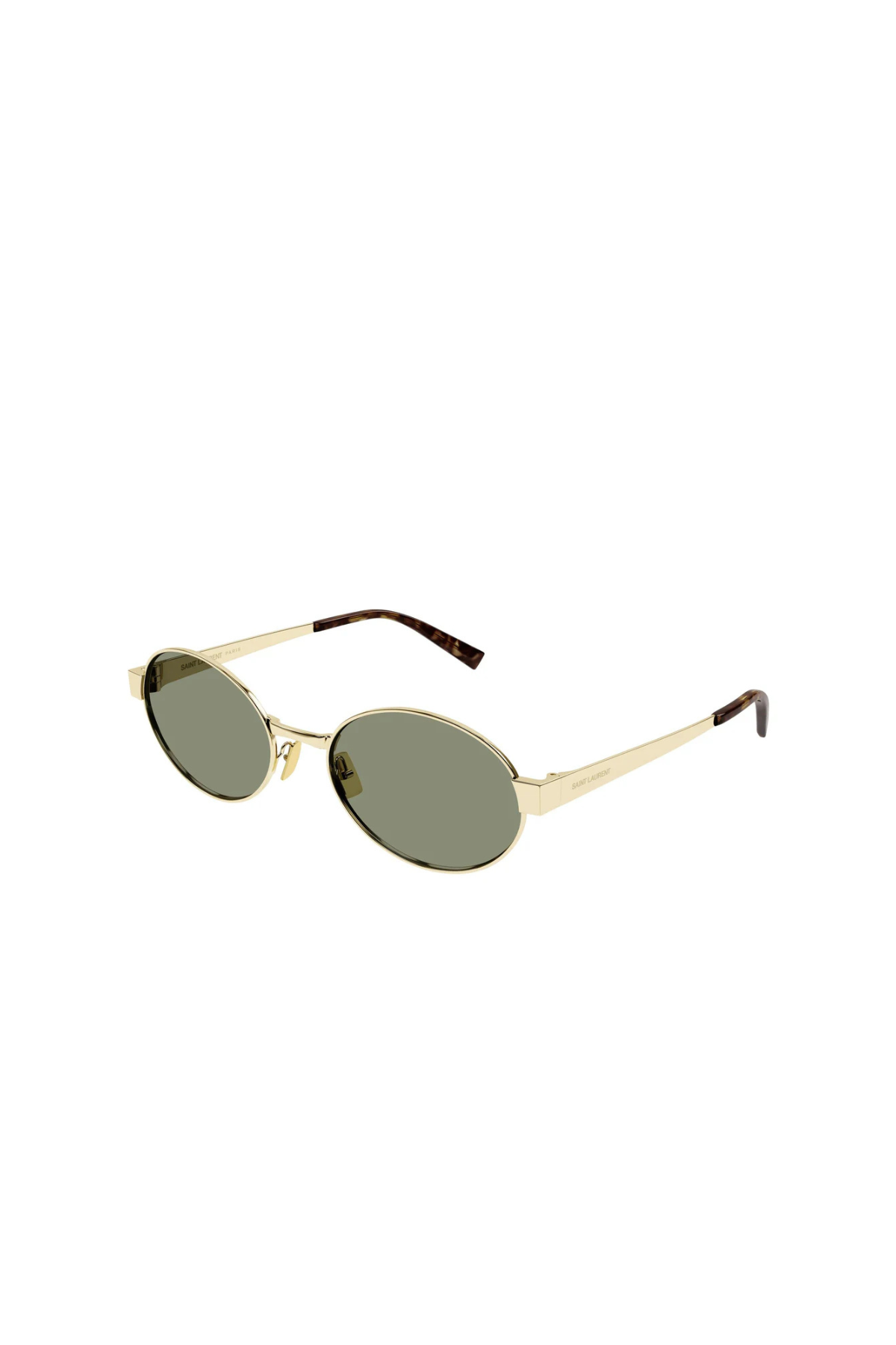 Saint Laurent Gold and Green Oval Sunglasses Saint Laurent SL-M107 003 Sunglasses Women main image 2