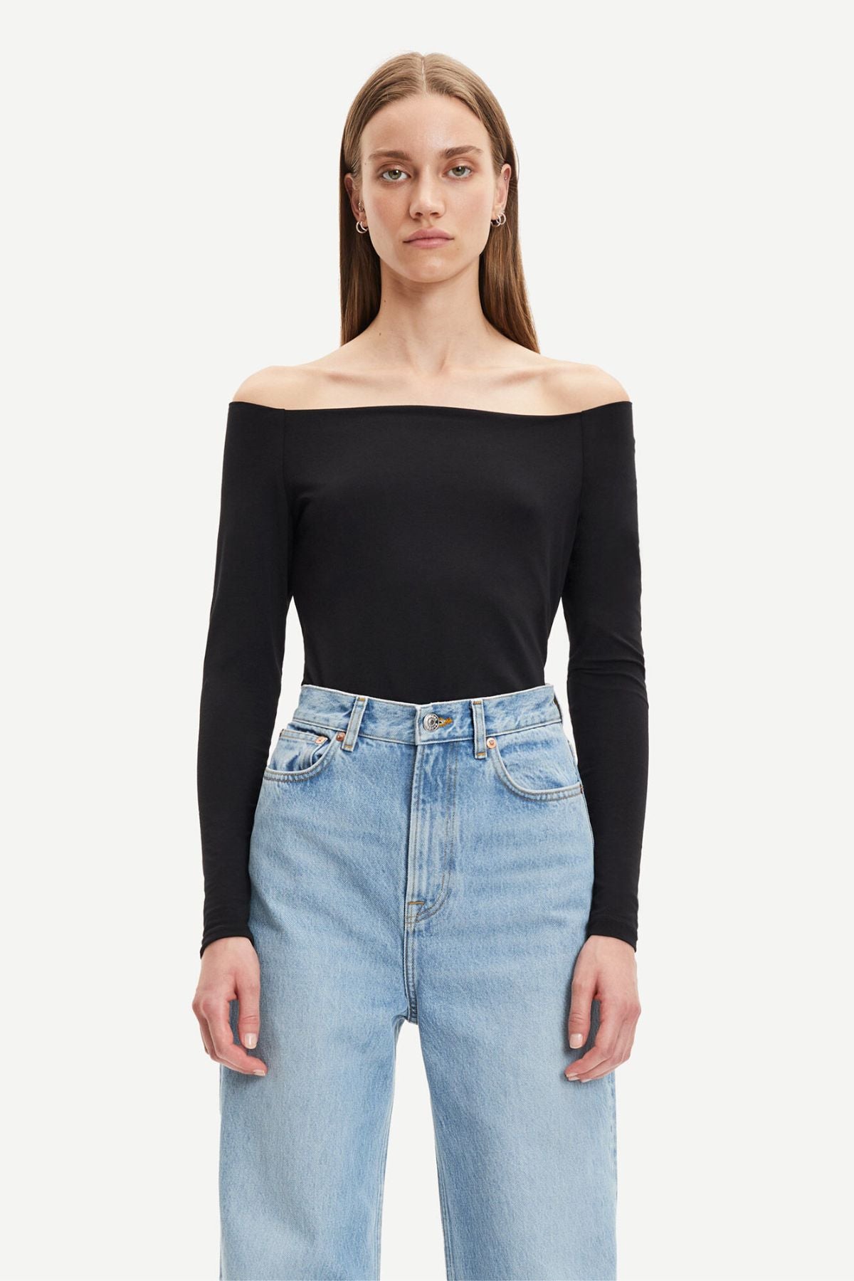 Samsøe Samsøe Nana Off Shoulder Long Sleeve Top - Black