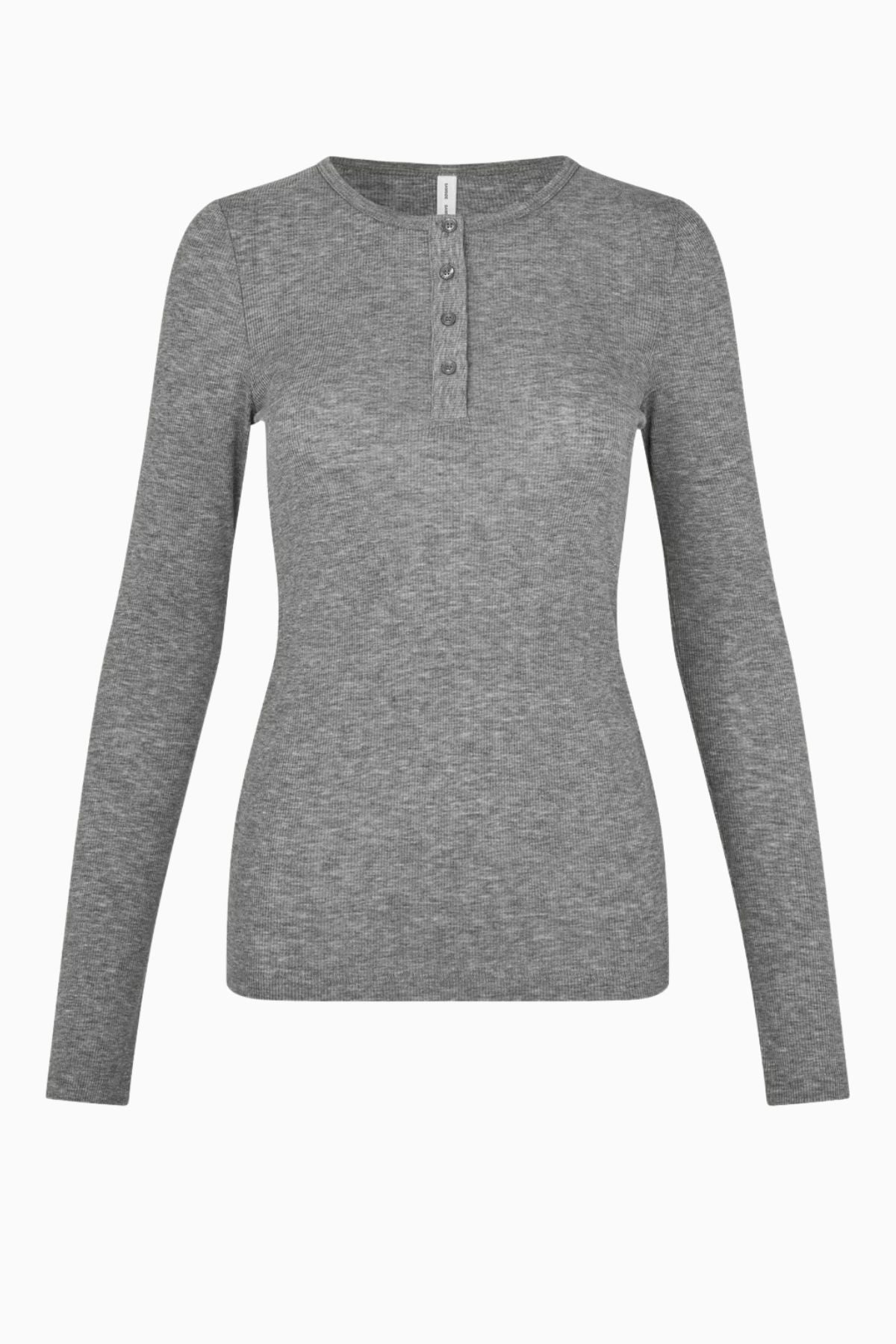 Samsøe Samsøe Sadodo LS Top - Mid Grey Mel
