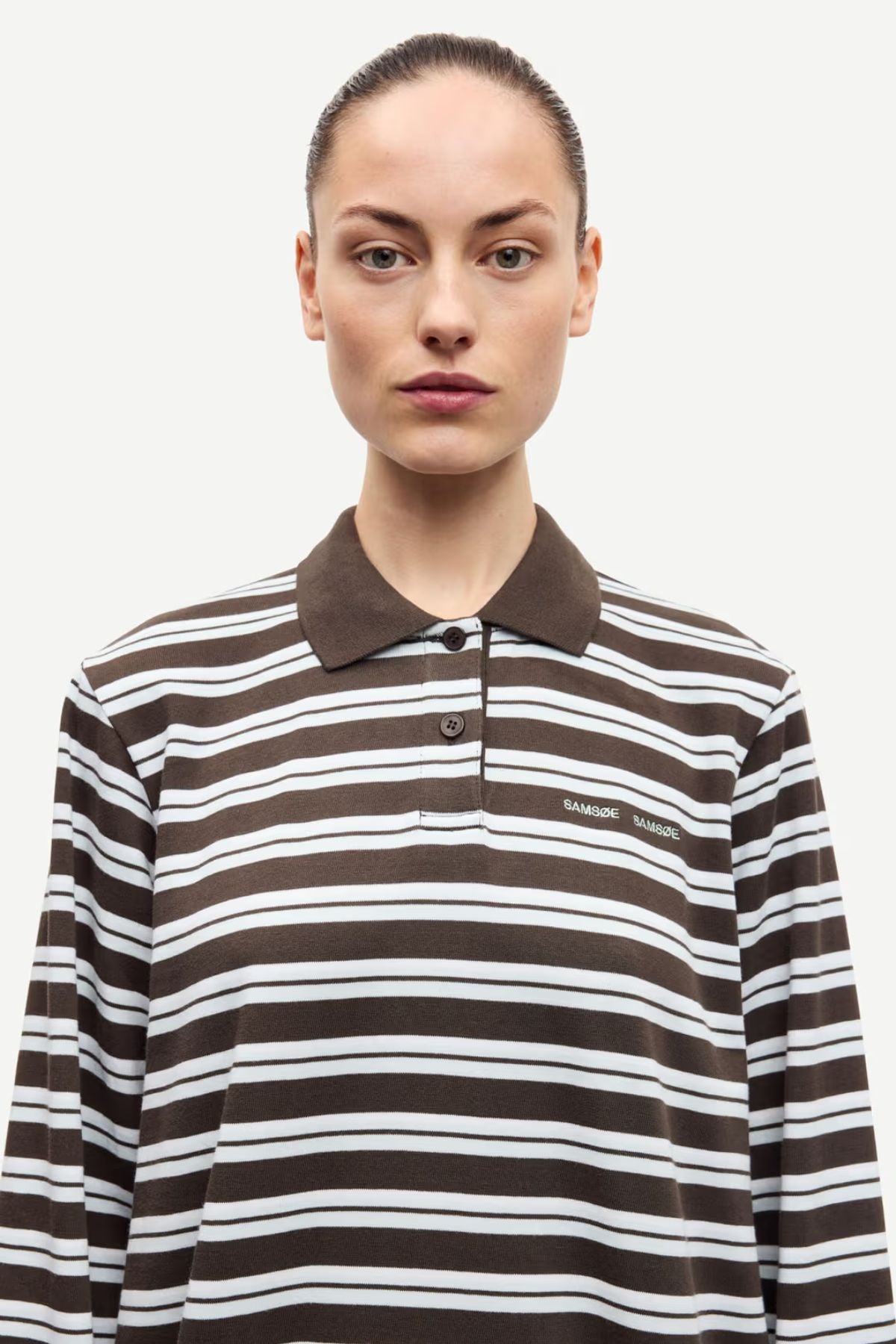 Samsøe Samsøe Sadover LS Polo 15512 - Turkish Coffee Stripe