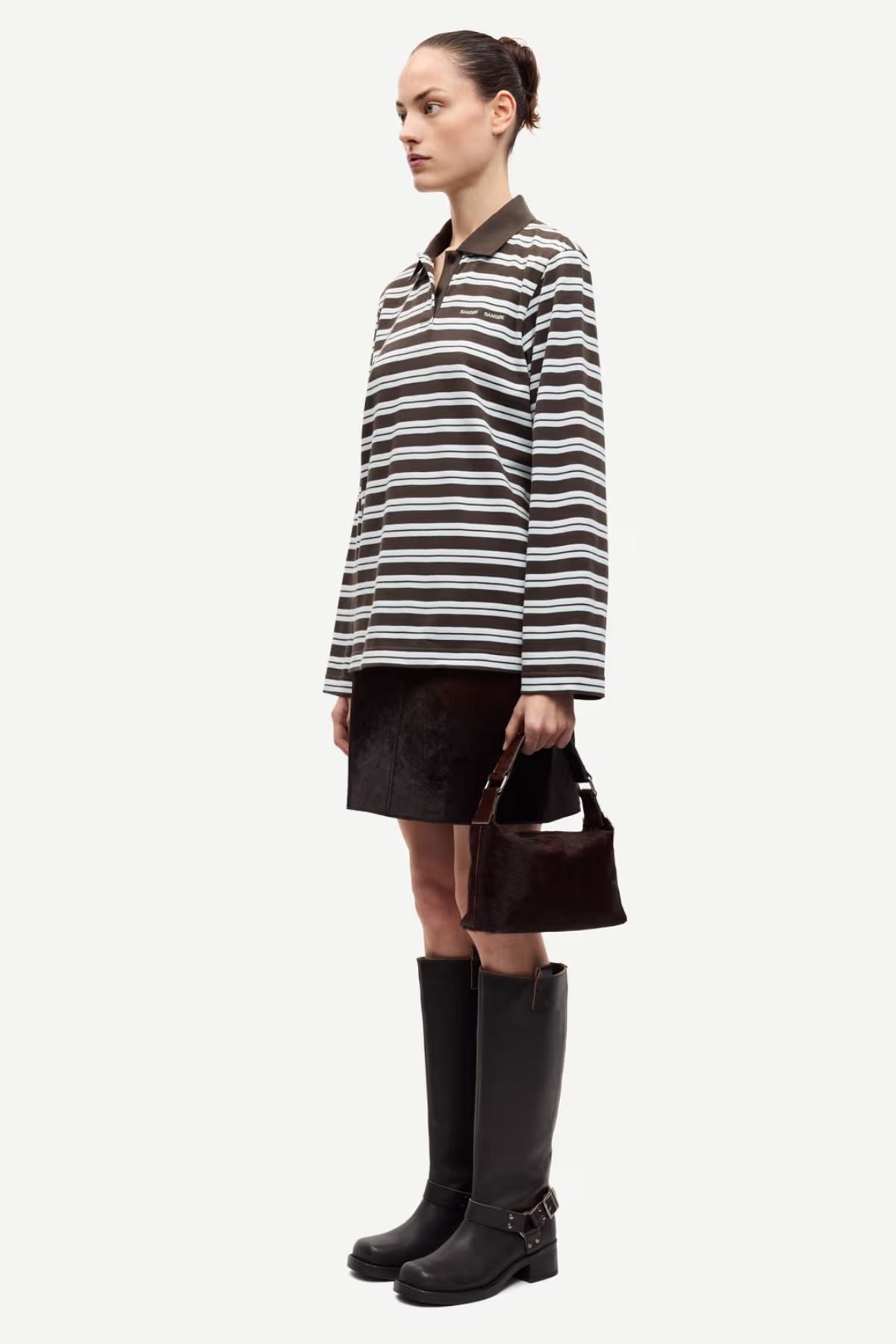 Samsøe Samsøe Sadover LS Polo 15512 - Turkish Coffee Stripe