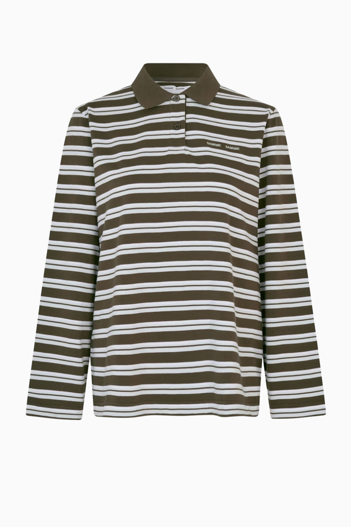 Samsøe Samsøe Sadover LS Polo - Turkish Coffee Stripe