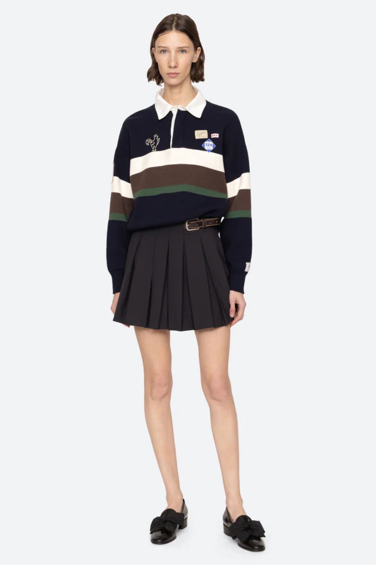 Sea NY Adeline Belted Mini Skirt - Black