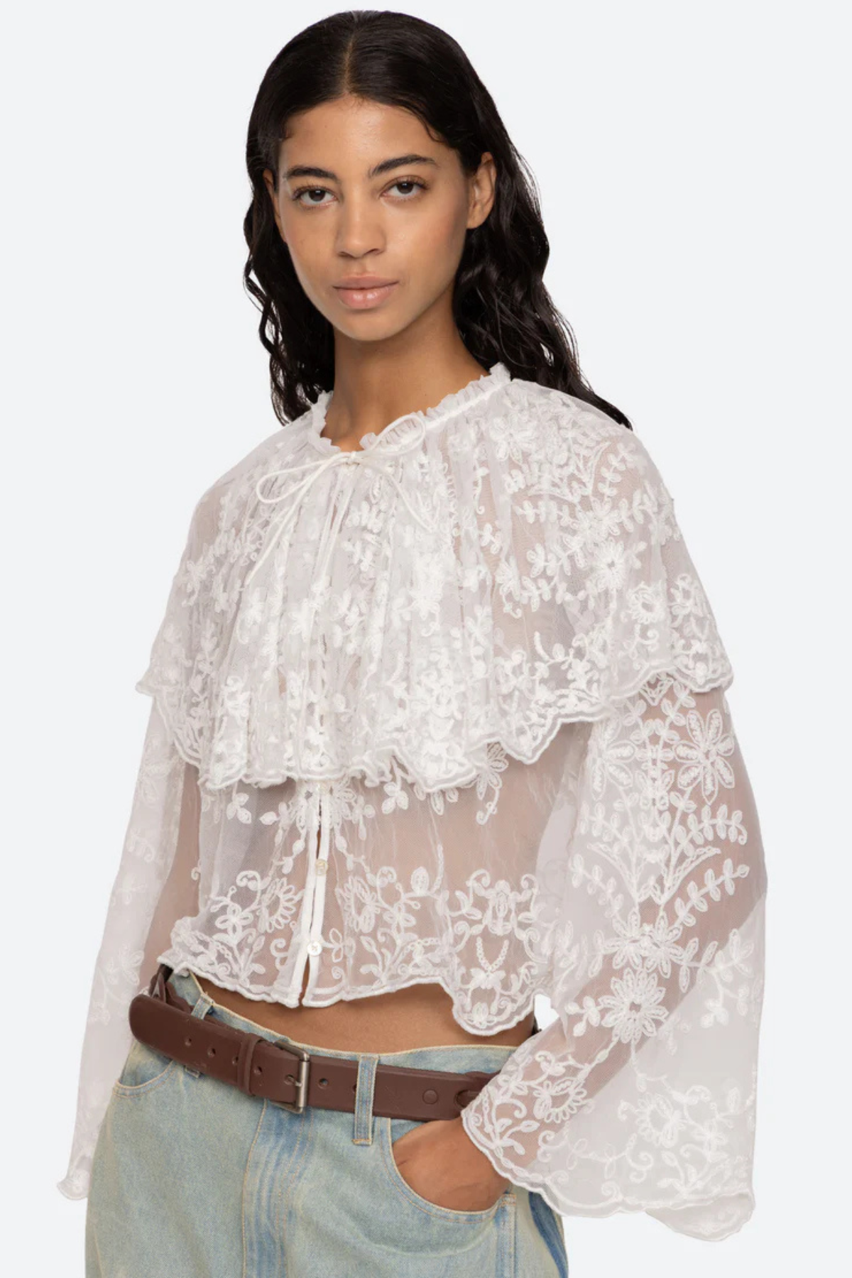 Sea NY Marja Embroidery Capelet Blouse - Pearl – GRACE Melbourne