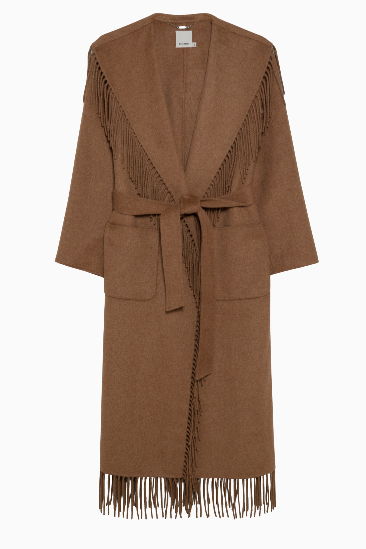 Simkhai Carrie Fringe Robe Coat - Camel