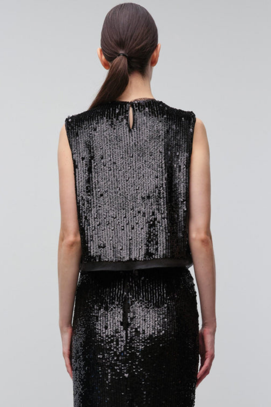 SIMKHAI Cydia Sequin Top - Black