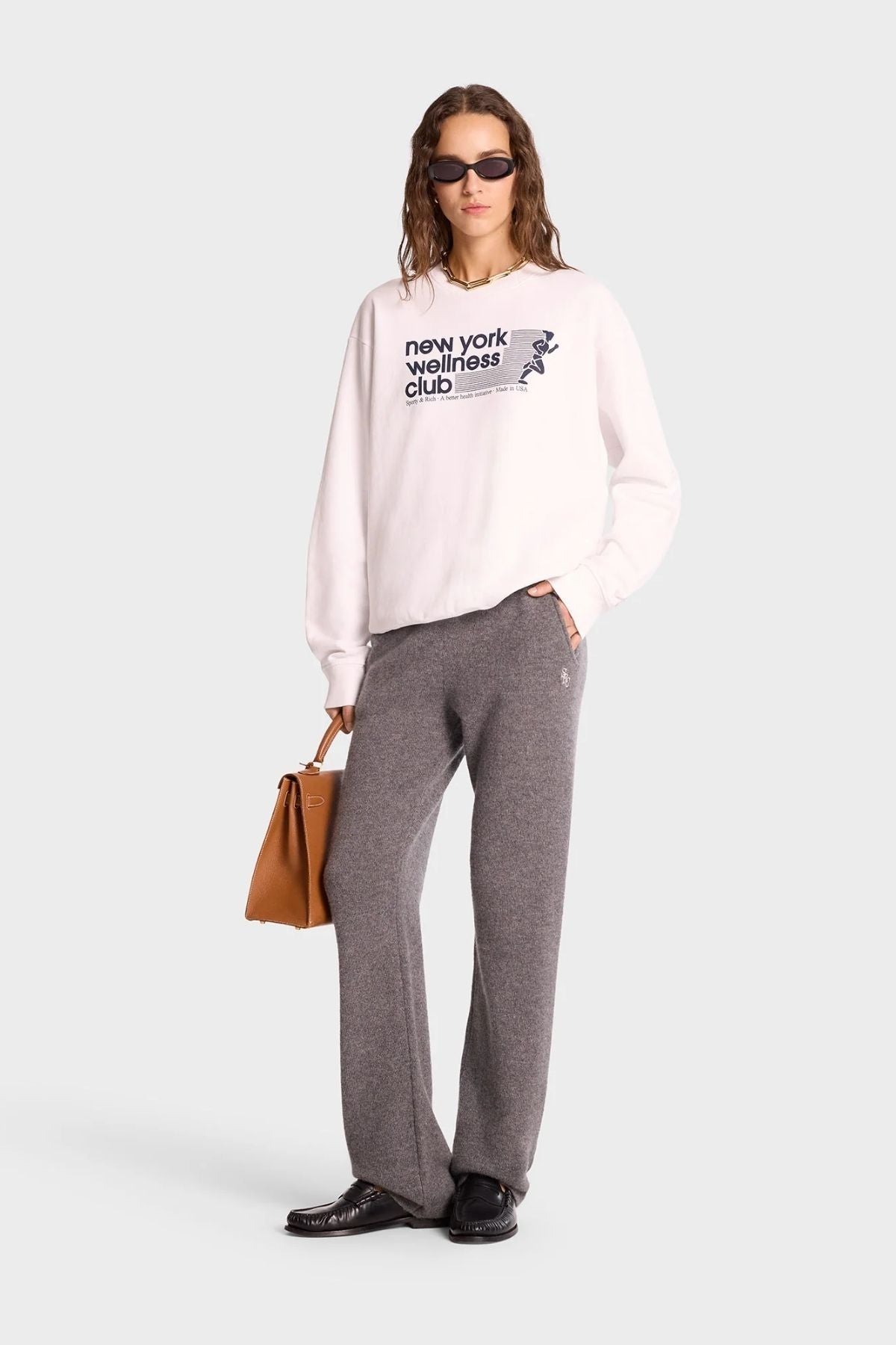 Sporty & Rich SRC Cashmere Pants - Heather Grey/ White – Grace 
