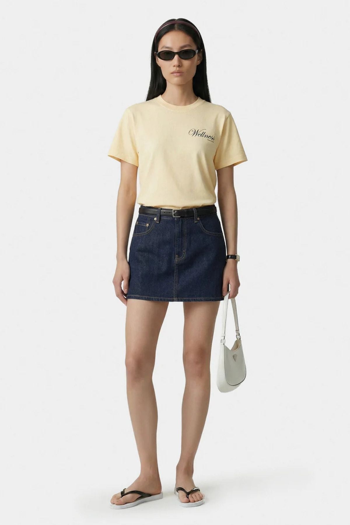 Sporty & Rich Avenue T-Shirt - Almond/ Navy