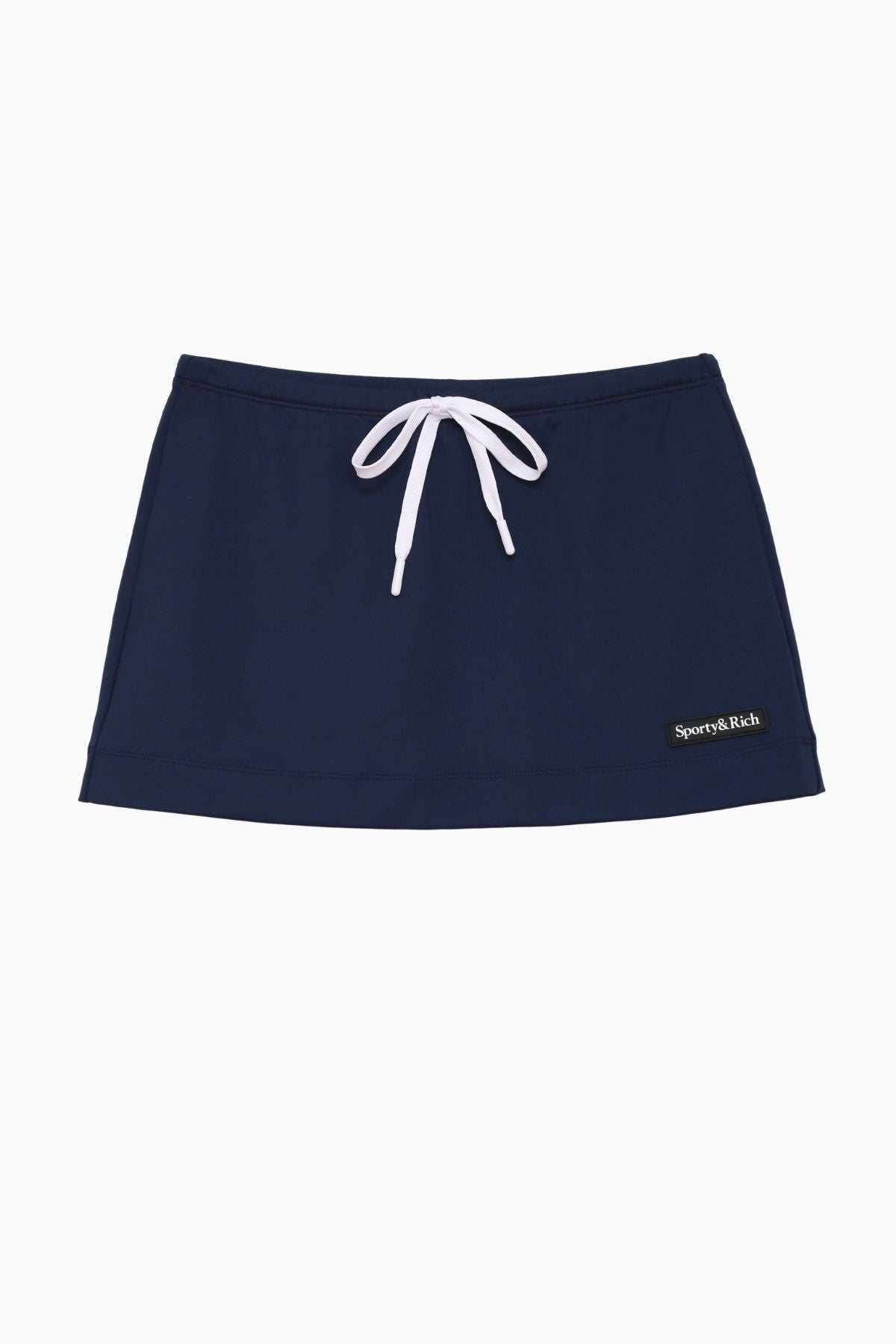 Sporty & Rich Azalee Serif Logo Tie Skirt - Dark Navy