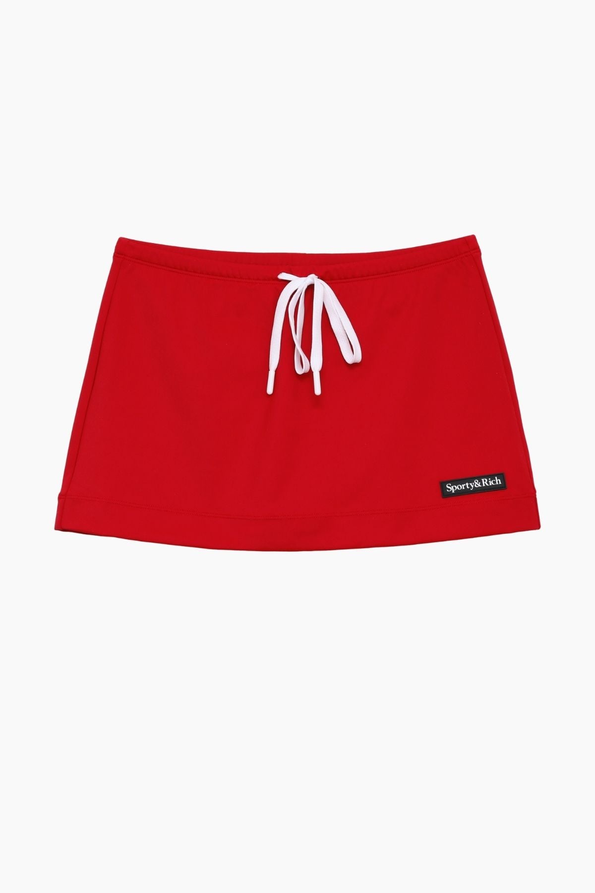 Sporty & Rich Azalee Serif Logo Tie Skirt - Ruby