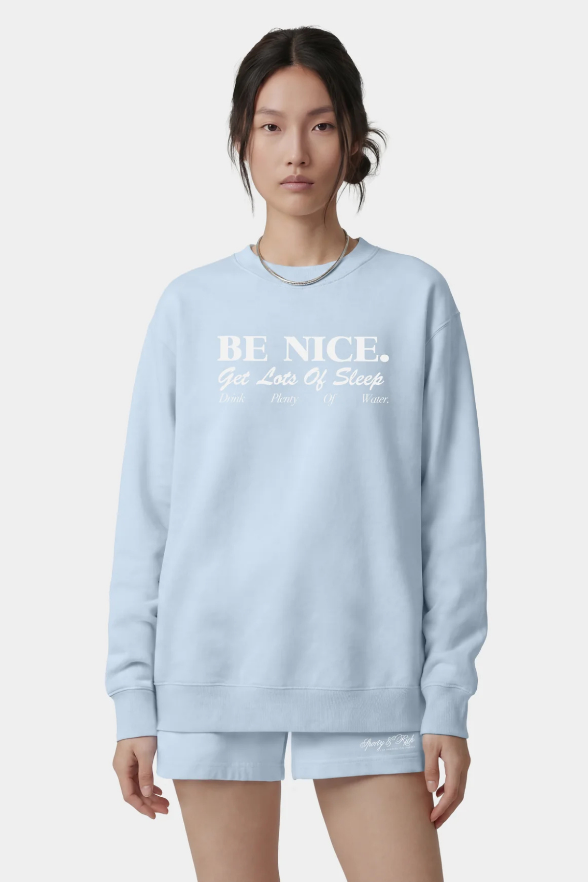 Sporty & Rich Be Nice Crewneck - Mist/ White