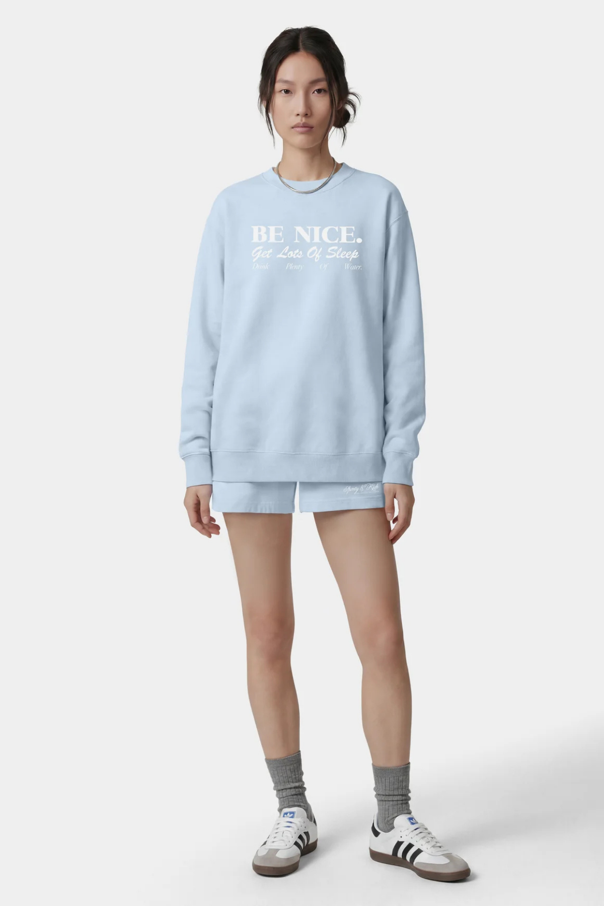 Sporty & Rich Be Nice Crewneck - Mist/ White