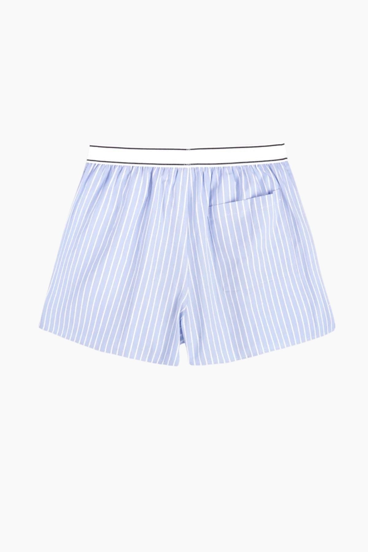 Sporty & Rich Beth Serif Logo Boxer Short - Blue Striped
