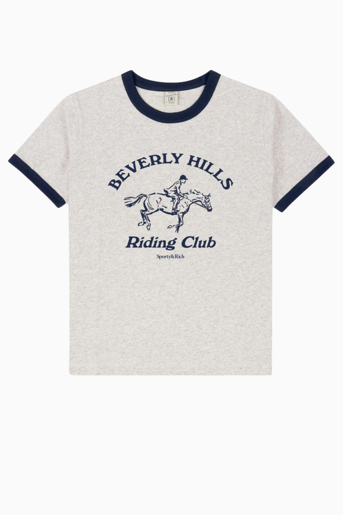 Sporty & Rich RH Riding Club Ringer Tee - Heather/ Navy