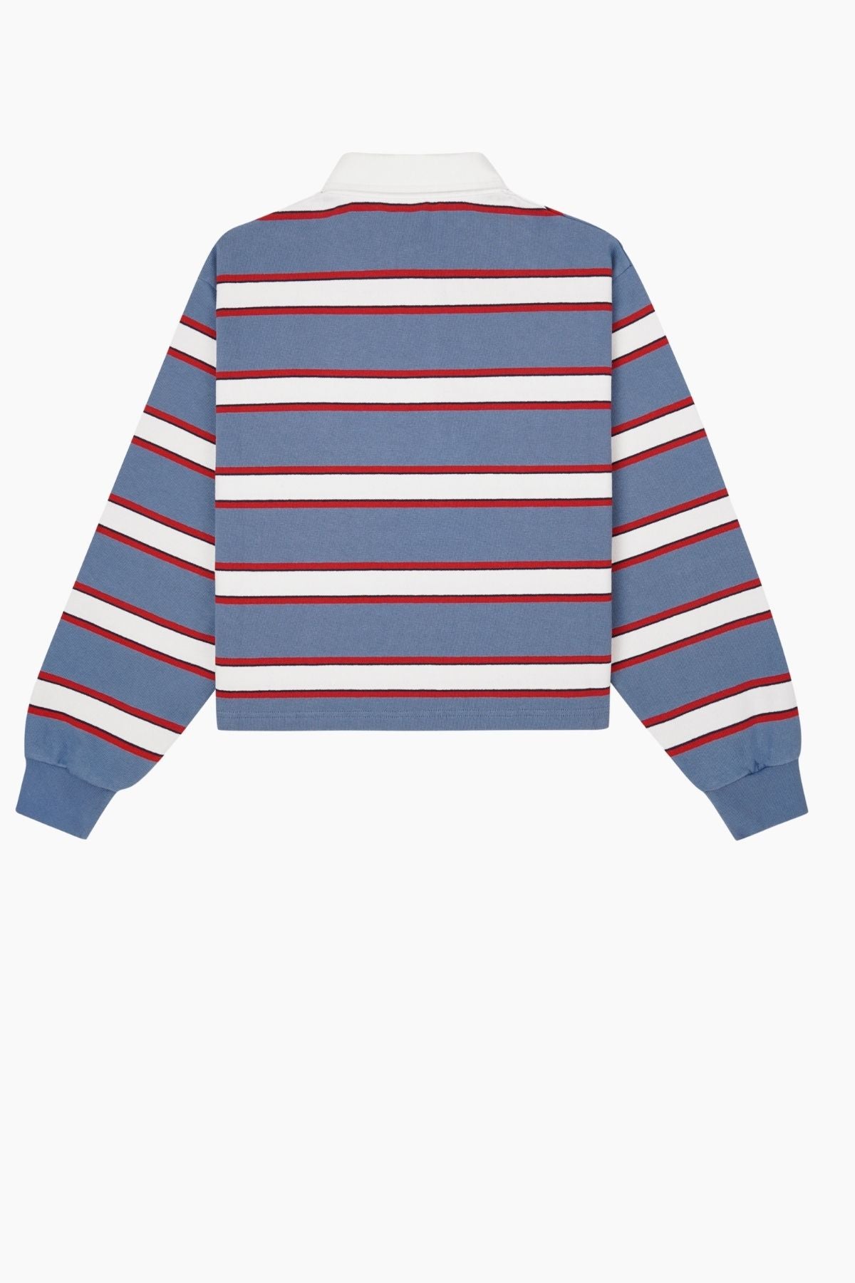 Sporty & Rich Blondie Serif Logo Rugby Polo - Blue/ Ruby/ Grey