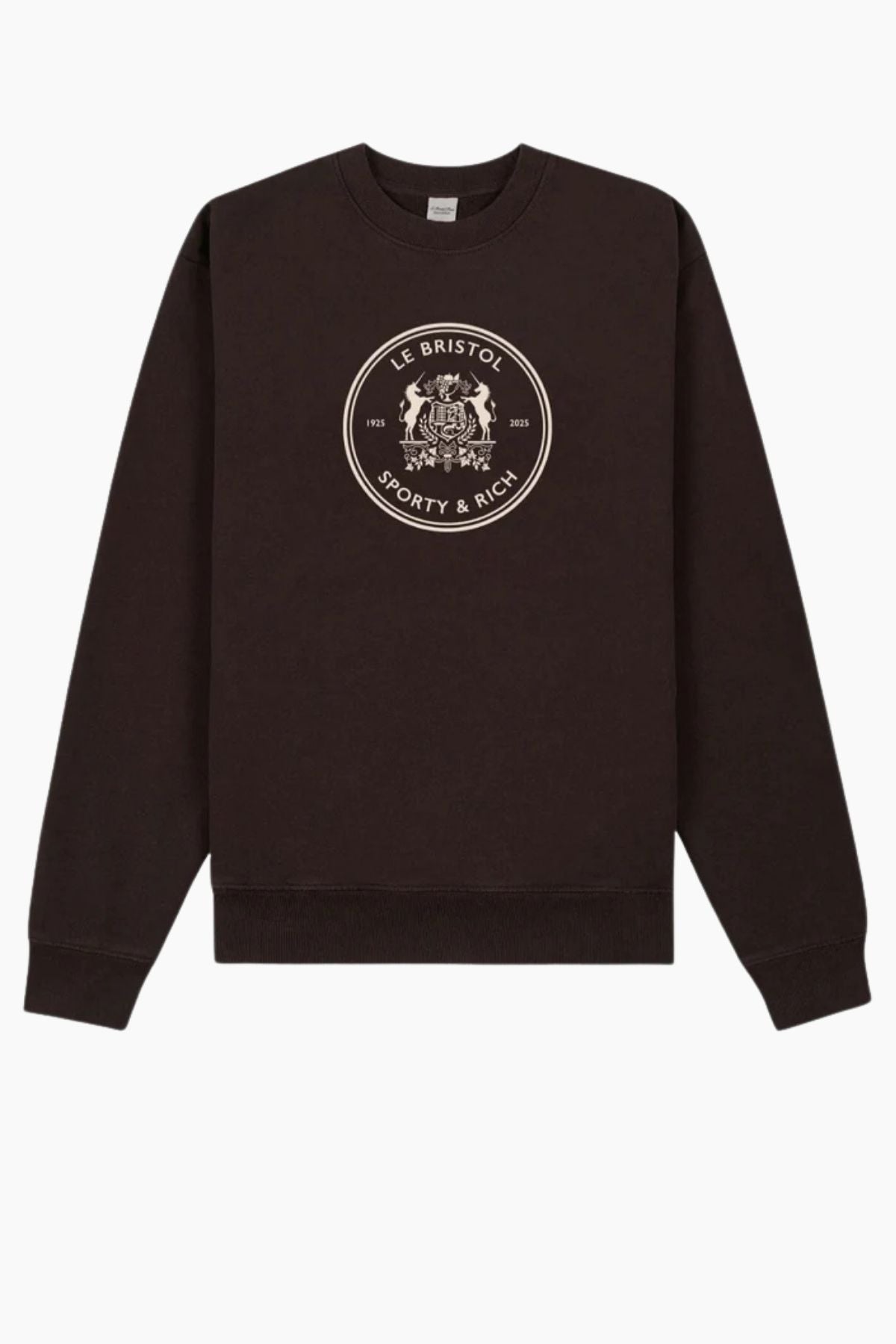 Sporty & Rich Bristol Crest 100th Sweatshirt - Chocolate/ Cream