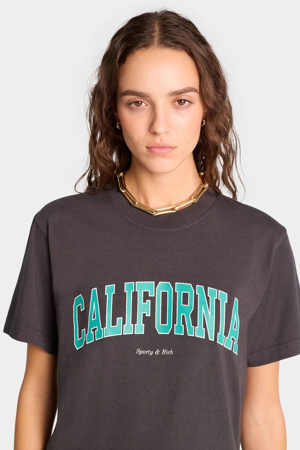 関税込み】Sporty & Rich グレー 'California' Tシャツ Tシャツ