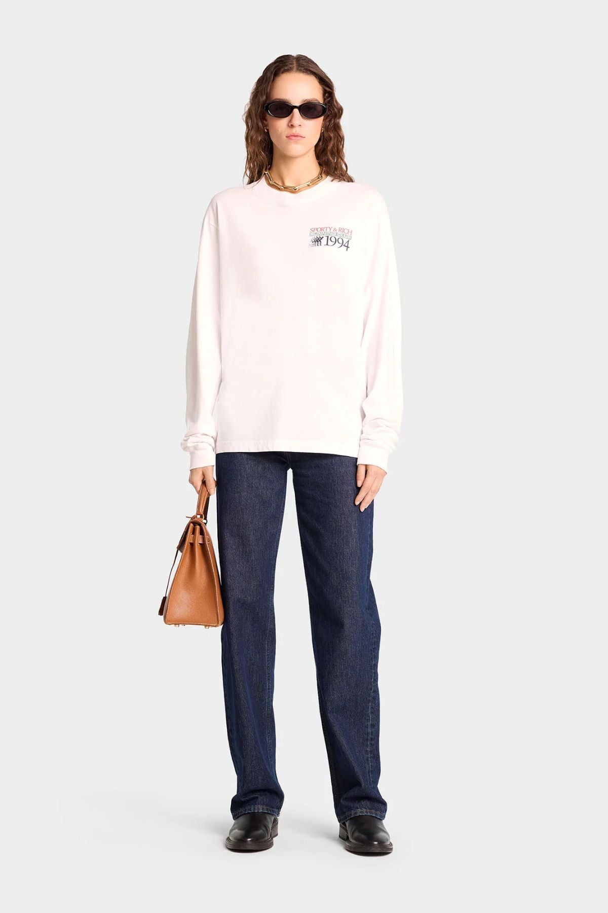 Sporty & Rich Finish Line Long sleeve T-Shirt - White/ Red