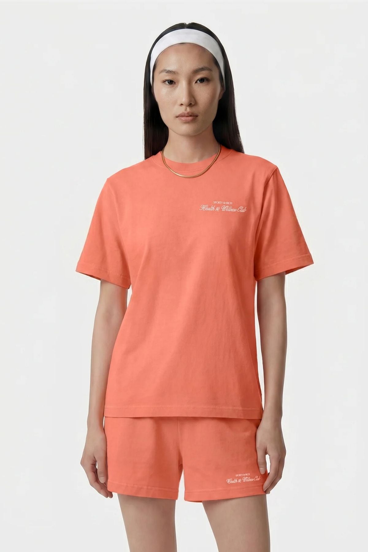 Sporty & Rich H&W Club Tshirt - Flamingo/ White