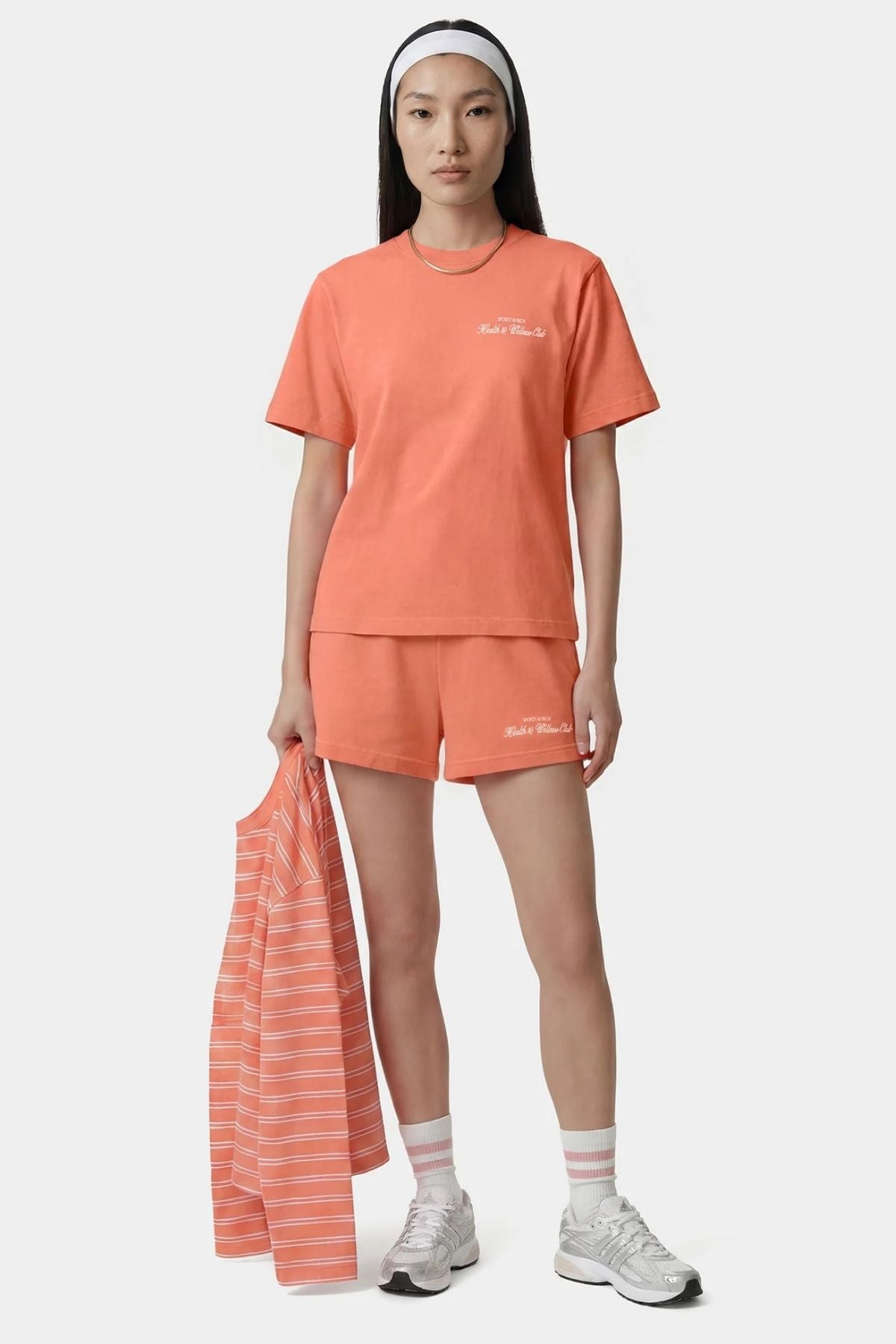 Sporty & Rich H&W Club Tshirt - Flamingo/ White