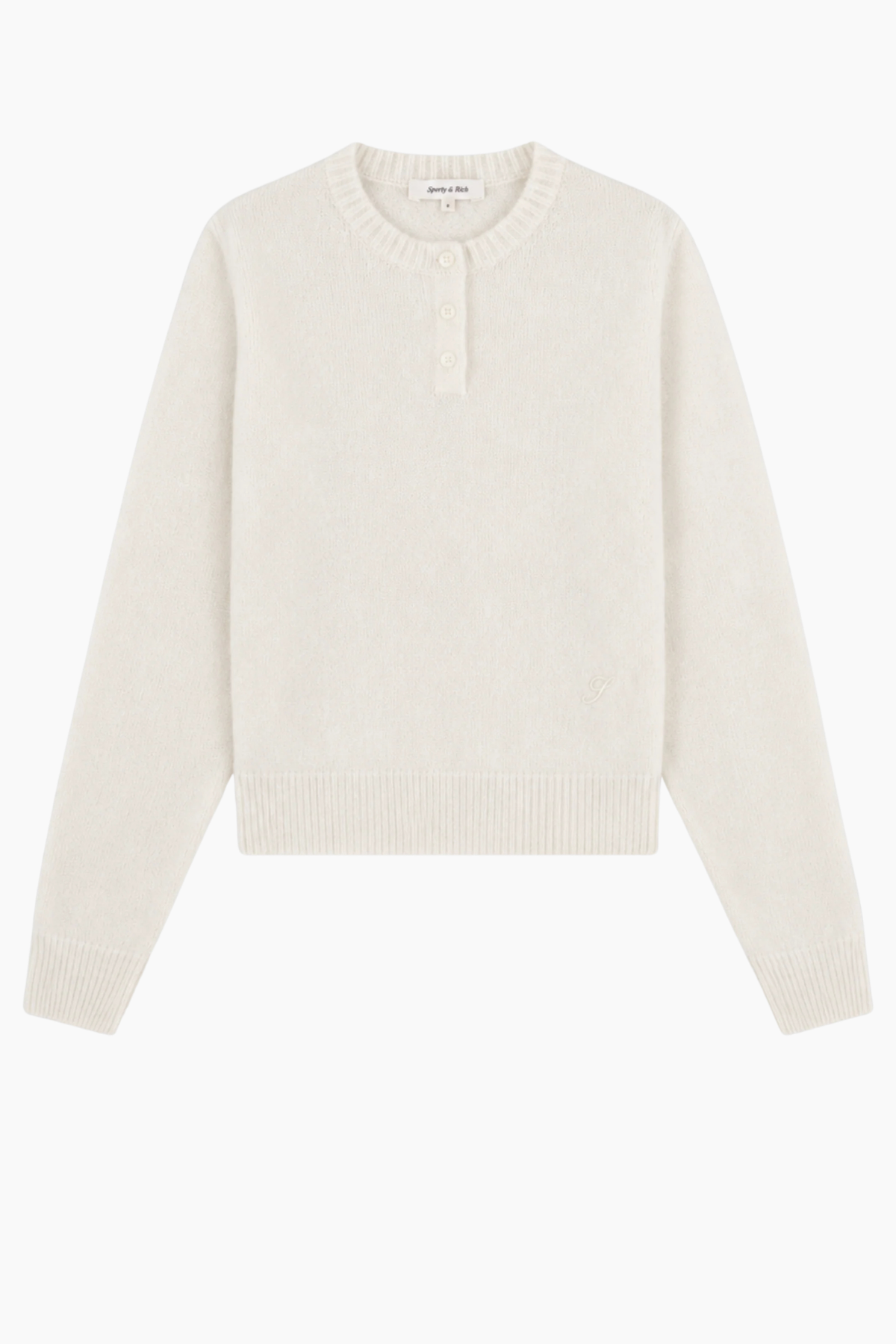 Sporty & Rich Iba S Logo Cashmere Henley - Off White