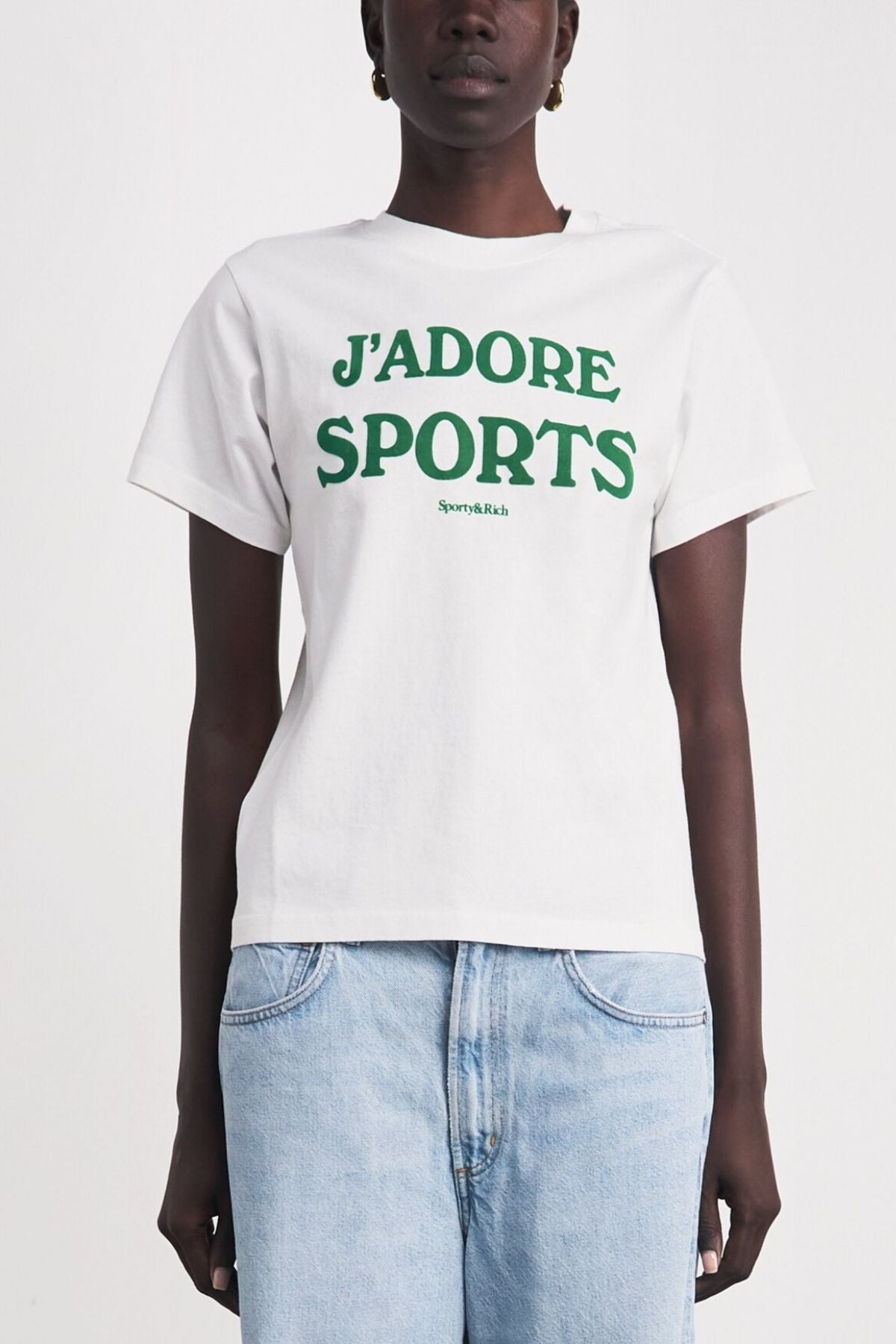 Sporty & Rich J'Adore Sports Baby Tee - White Kelly