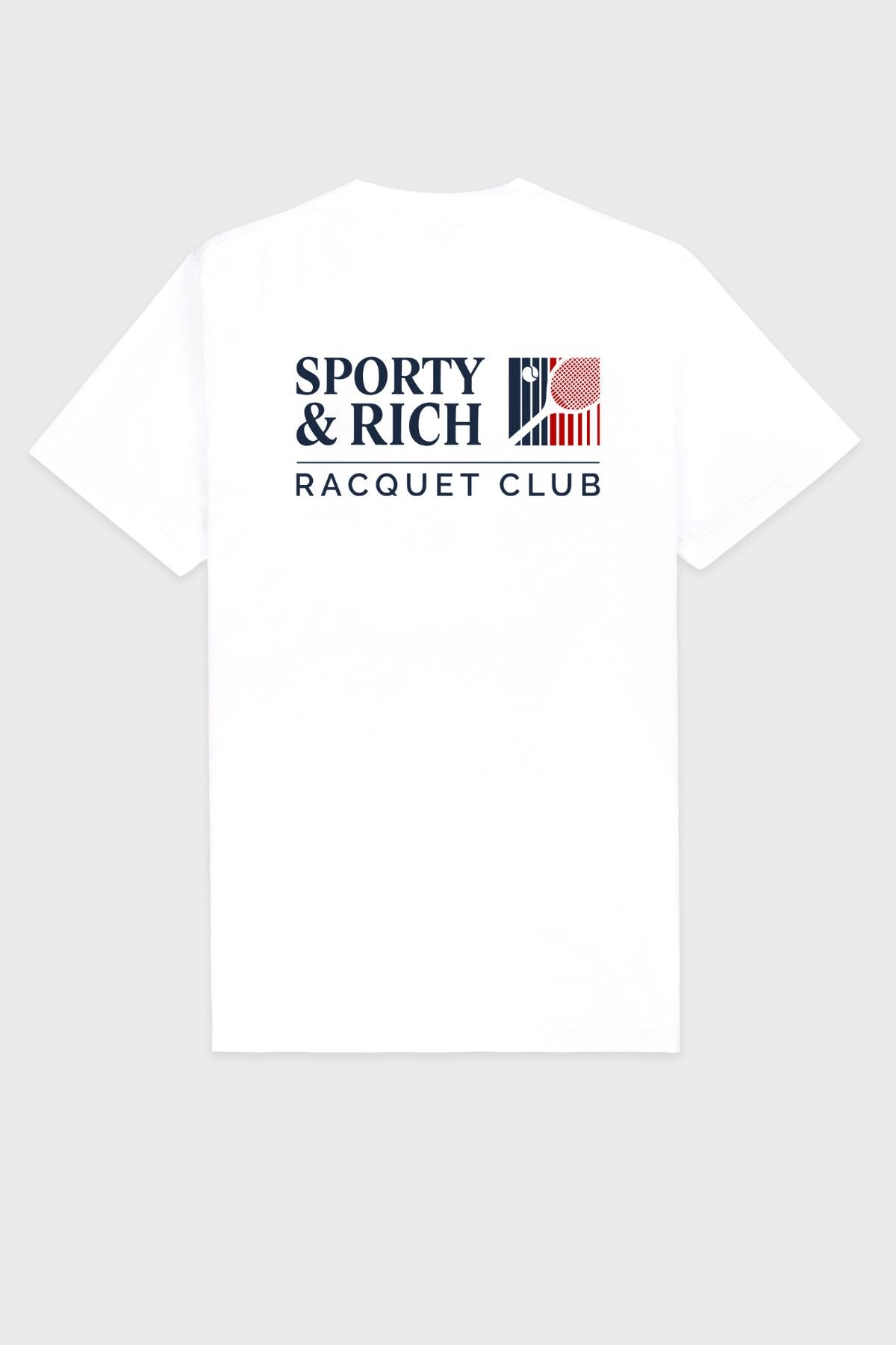 Sporty & Rich Promo T-Shirt Raquet Club - White/ Navy/ Ruby