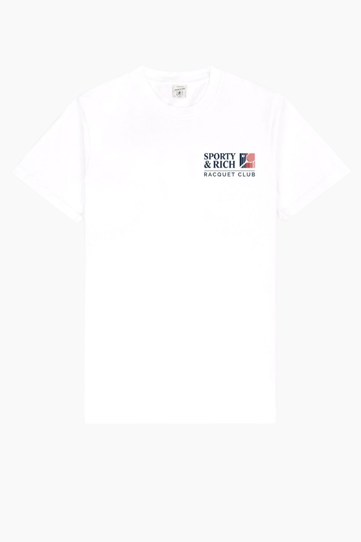 Sporty & Rich Promo T-Shirt Raquet Club - White/ Navy/ Ruby