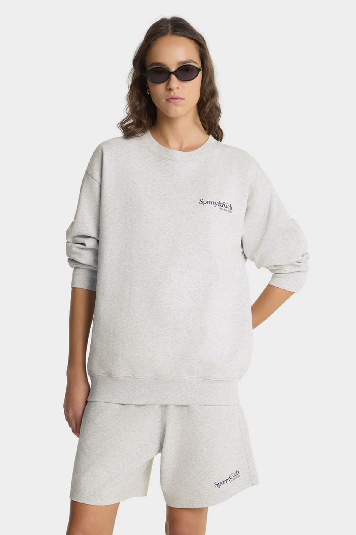 Sporty & Rich Run Club Crewneck - Heather Grey