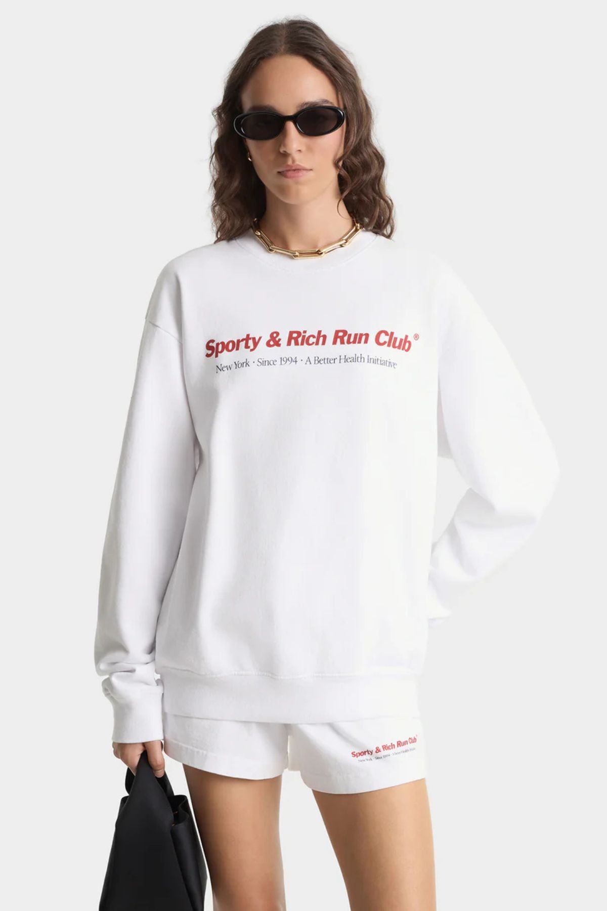 Sporty & Rich Run Club Crewneck - White