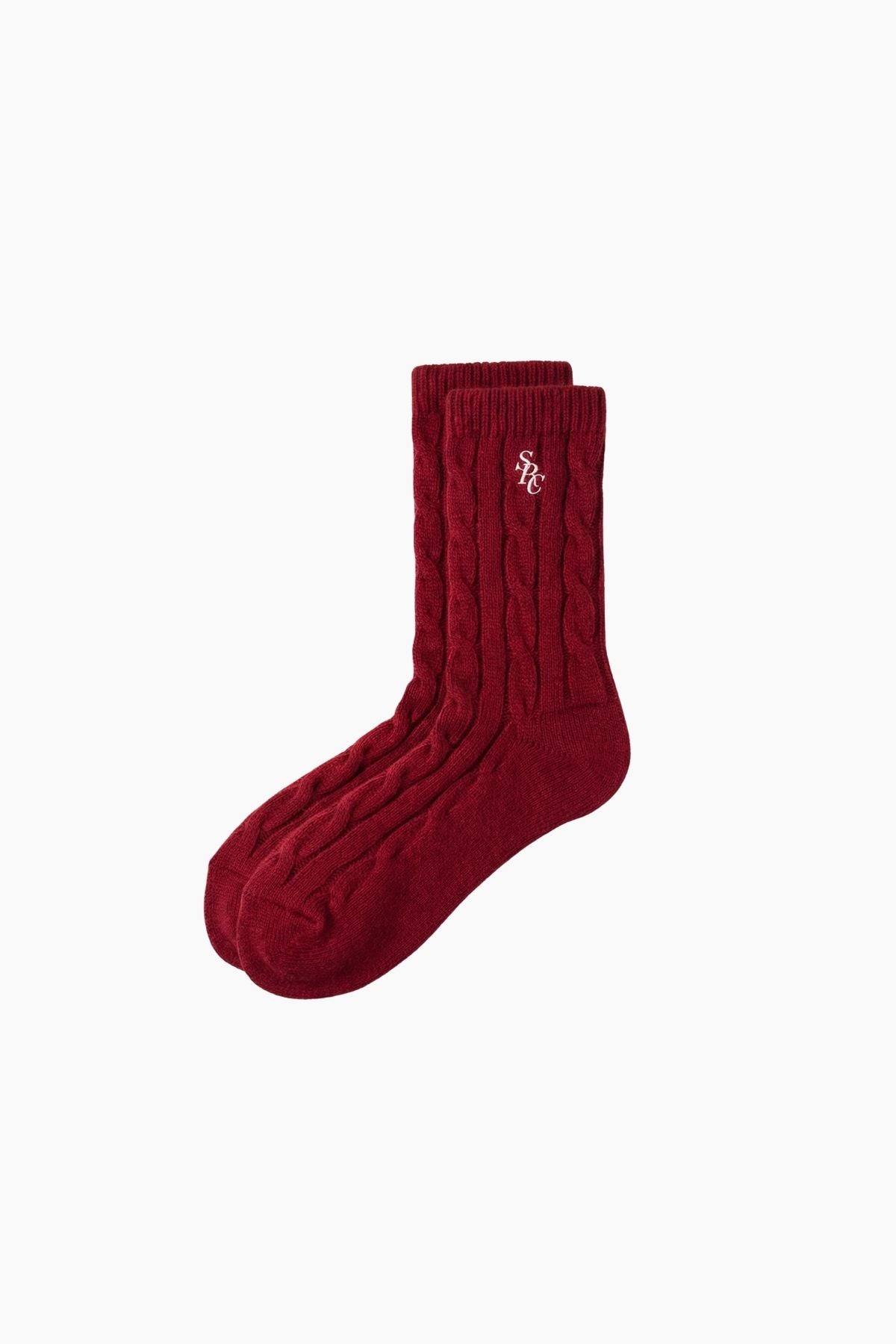 Sporty & Rich Sidi SRC Cashmere Cable Socks - Ruby