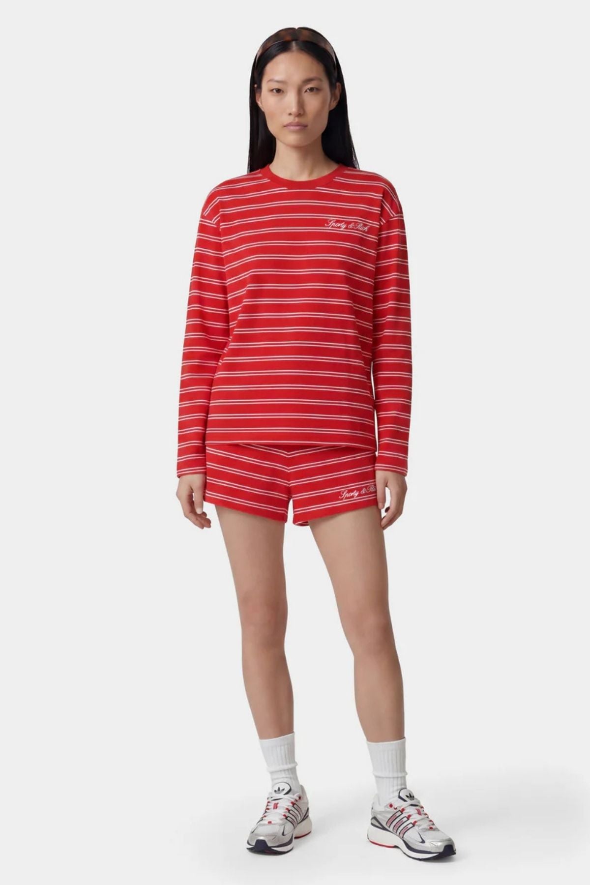 Sporty & Rich Signature Logo Easy LS Tee - Ruby