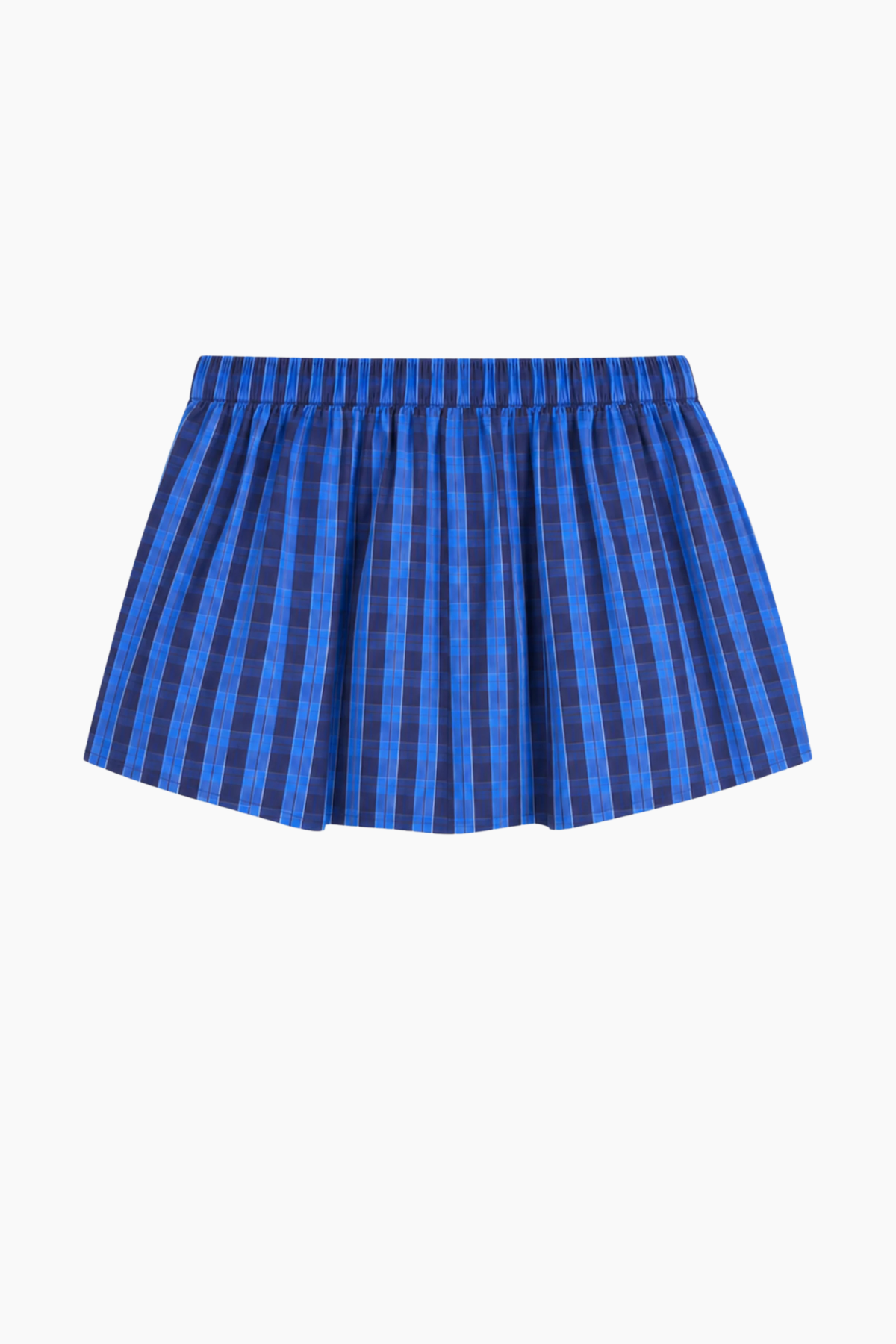 Sporty & Rich Signature Logo Poplin Skirt - Blue Check