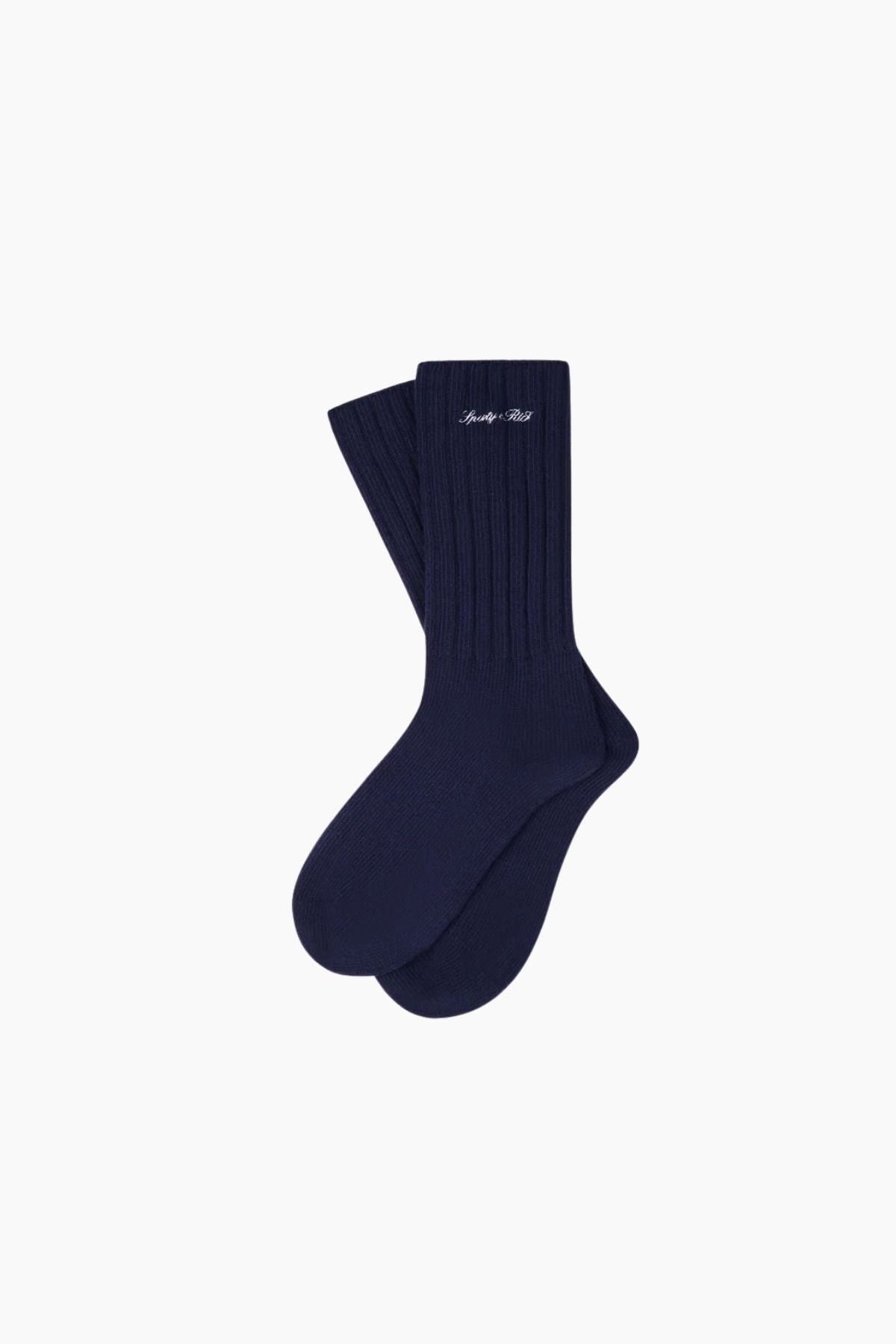 Sporty & Rich Signature Logo Rib Socks - Navy