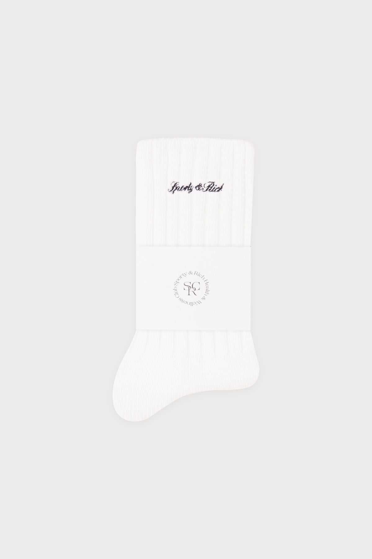 Sporty & Rich Signature Logo Rib Socks - White