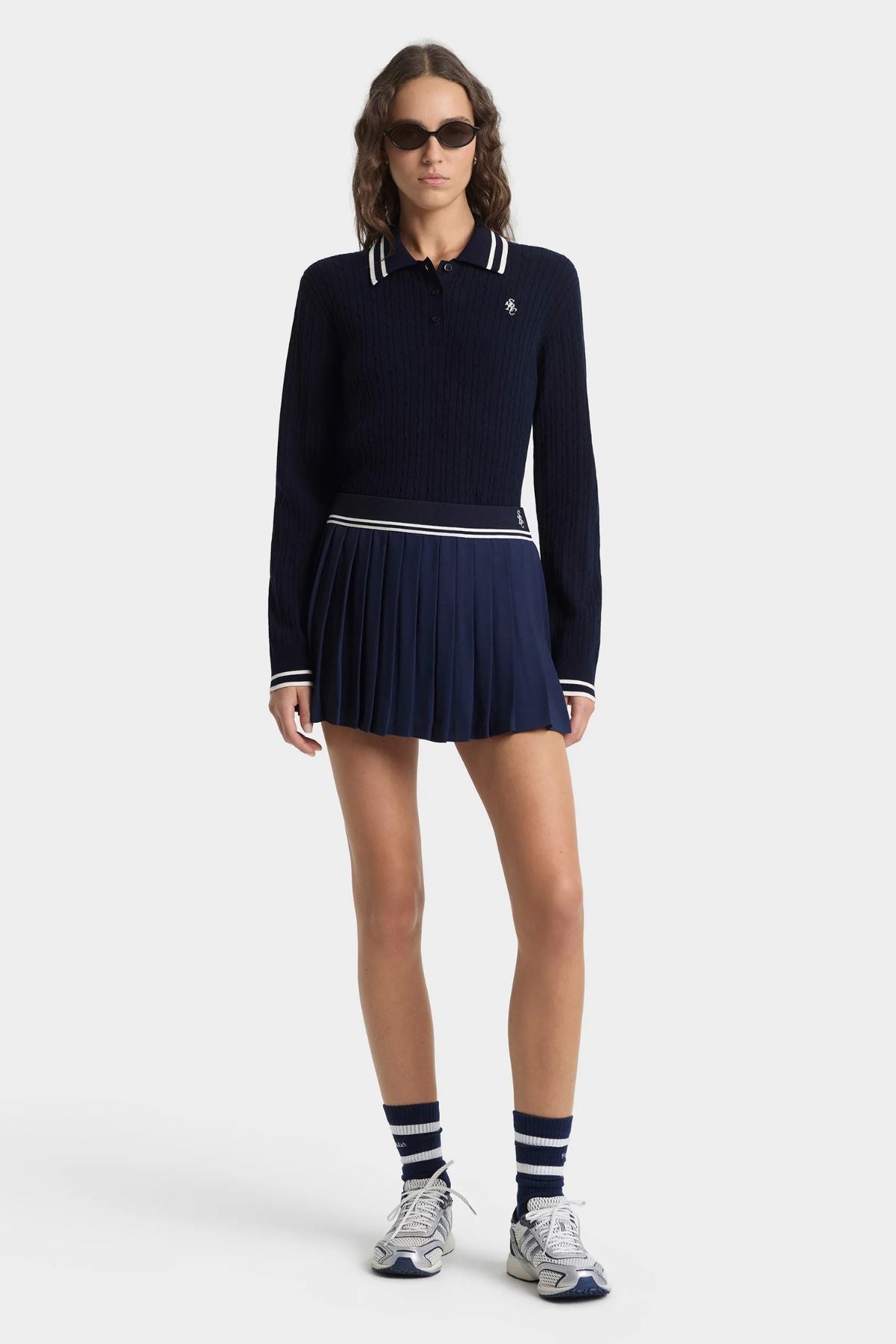 Sporty & Rich SRC Abigail Skirt - Dark Navy/ Ecru