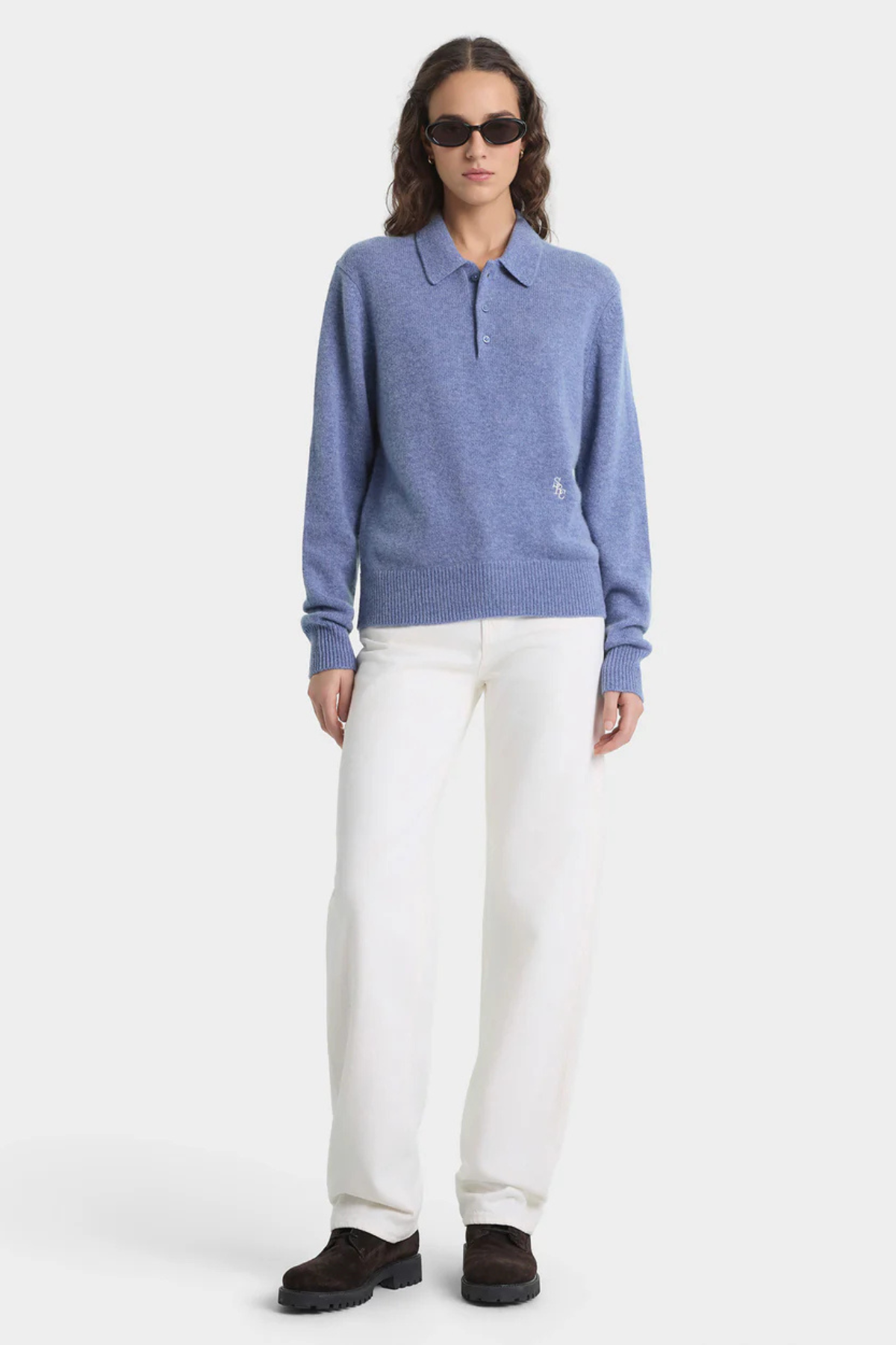 Sporty & Rich SRC Cashmere Polo - Colony Blue