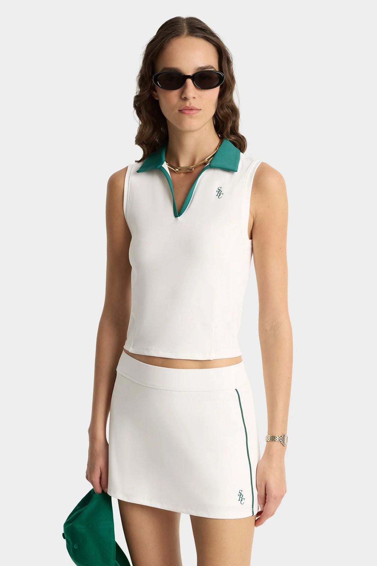 Sporty & Rich SRC Court Skirt - White/ Alpine