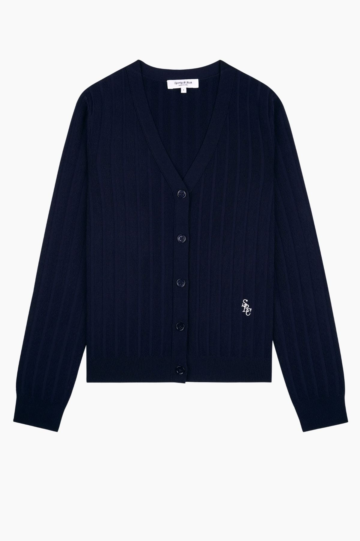 Sporty & Rich SRC Ribbed Cardigan - Dark Navy