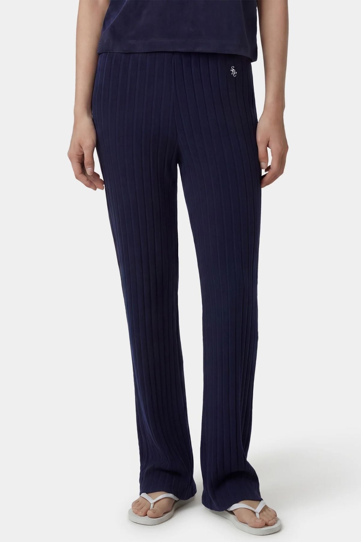 Sporty & Rich SRC Ribbed Trousers - Dark Navy