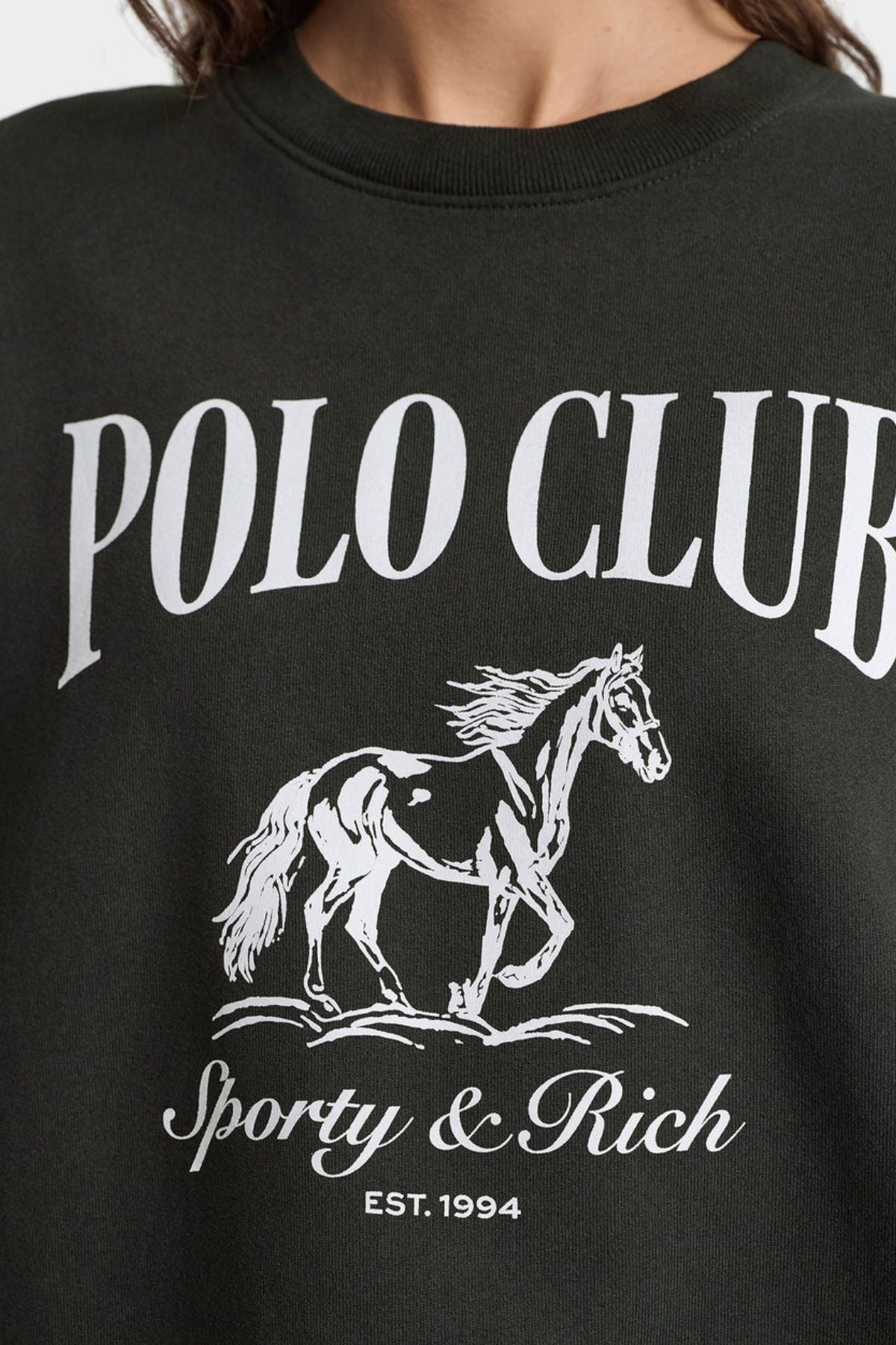 Sporty & Rich Stallion Crewneck - Faded Black