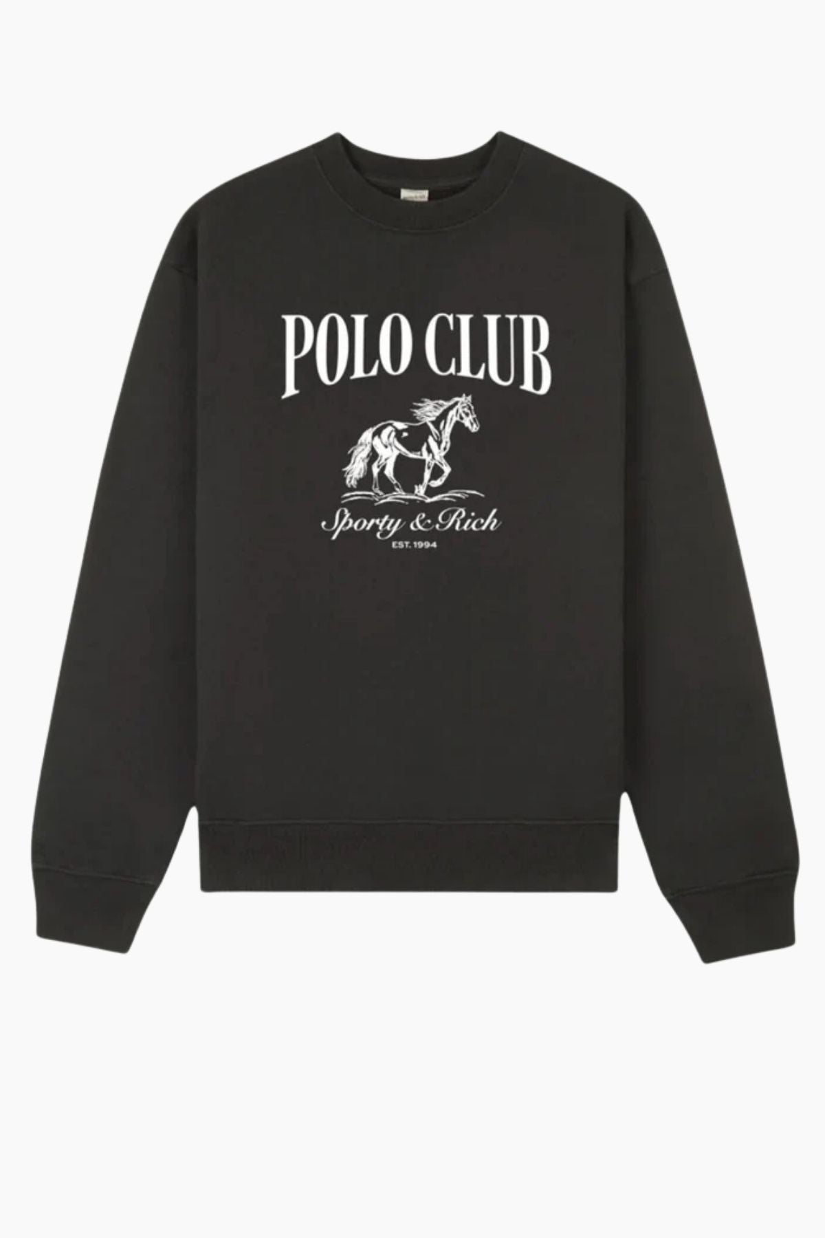 Sporty & Rich Stallion Crewneck - Faded Black