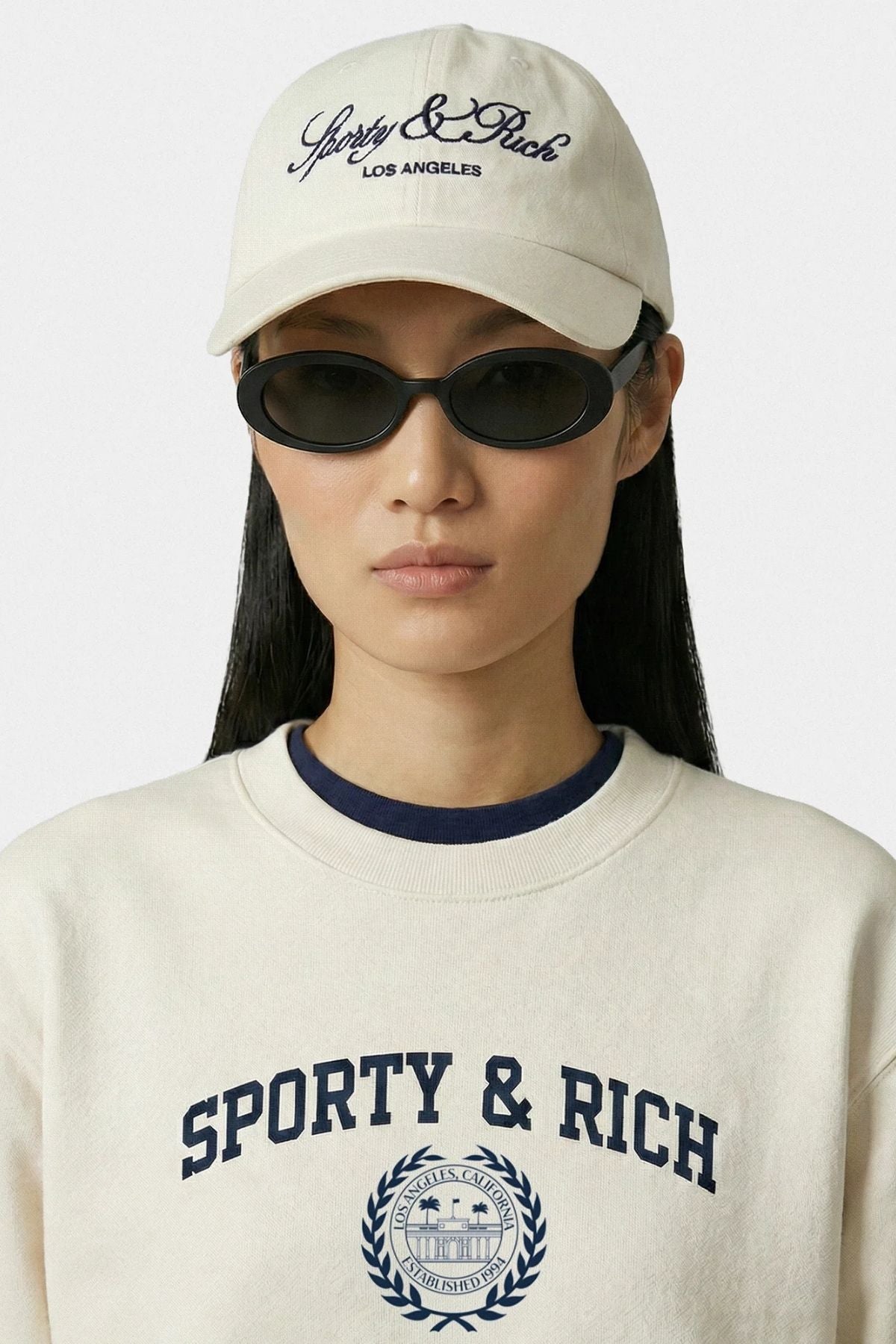 Sporty & Rich Vendome LA Cap - Ecru/ Navy