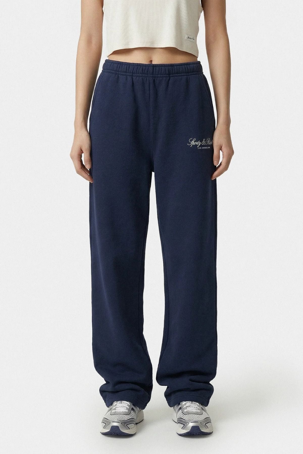 Sporty & Rich Vendome LA Embroidered Wide Sweatpant - Dark Navy