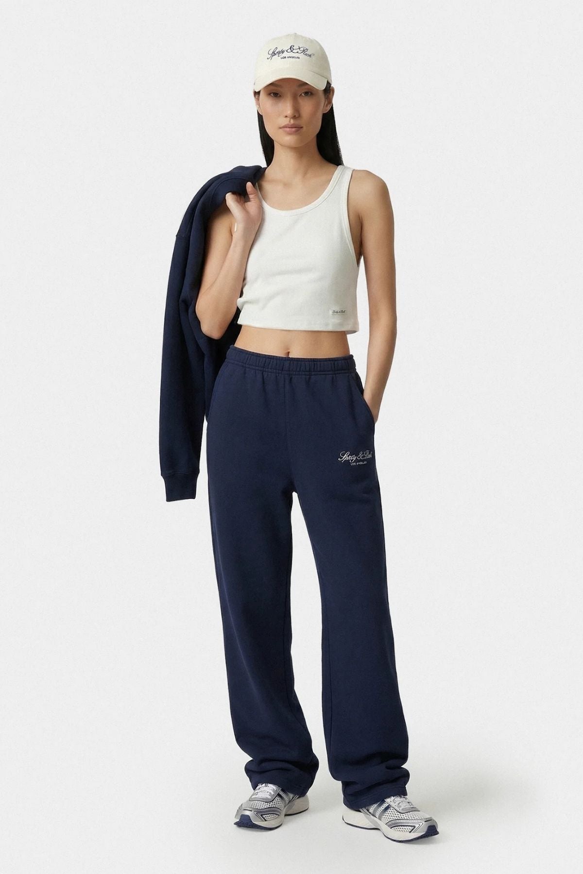 Sporty & Rich Vendome LA Embroidered Wide Sweatpant - Dark Navy
